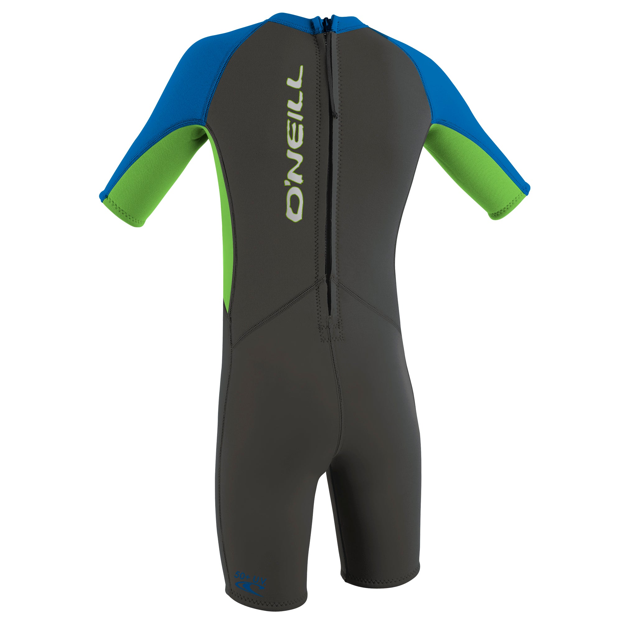 Toddler Reactor-2 2mm Back Zip S/S Spring - Boys - graphite/dayglow/ocean