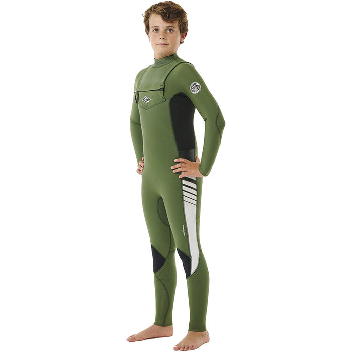 Junior Dawn patrol 3/2 front zip steamer kids wetsuit - Green