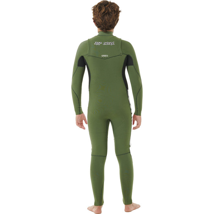 Junior Dawn patrol 3/2 front zip steamer kids wetsuit - Green