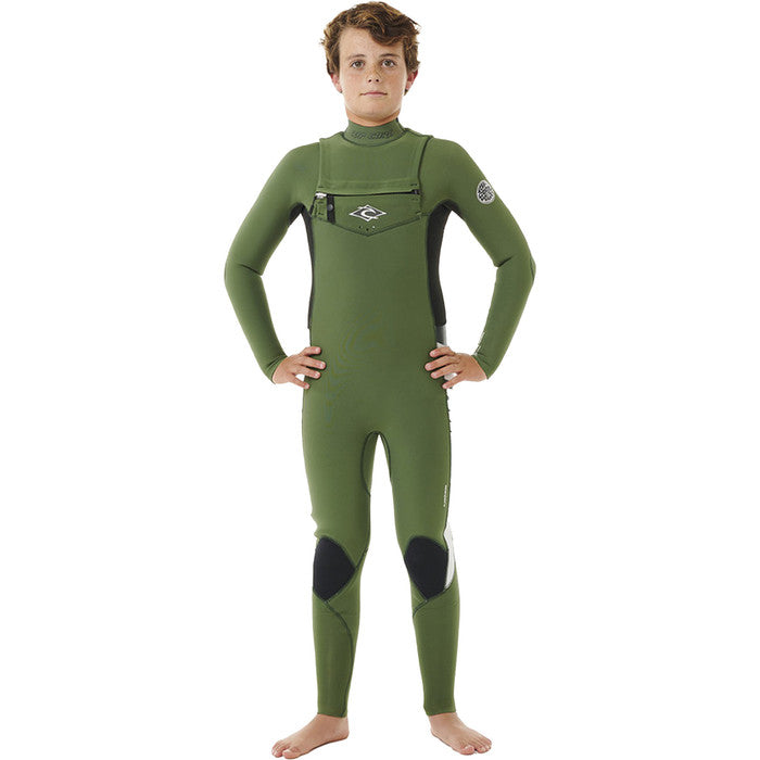 Junior Dawn patrol 3/2 front zip steamer kids wetsuit - Green
