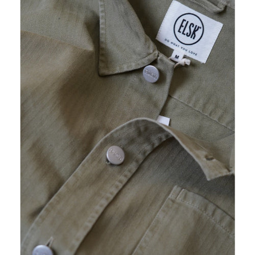 Kilian Men'S Herringbone Overshirt - Khaki Green