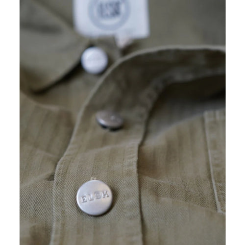 Kilian Men'S Herringbone Overshirt - Khaki Green