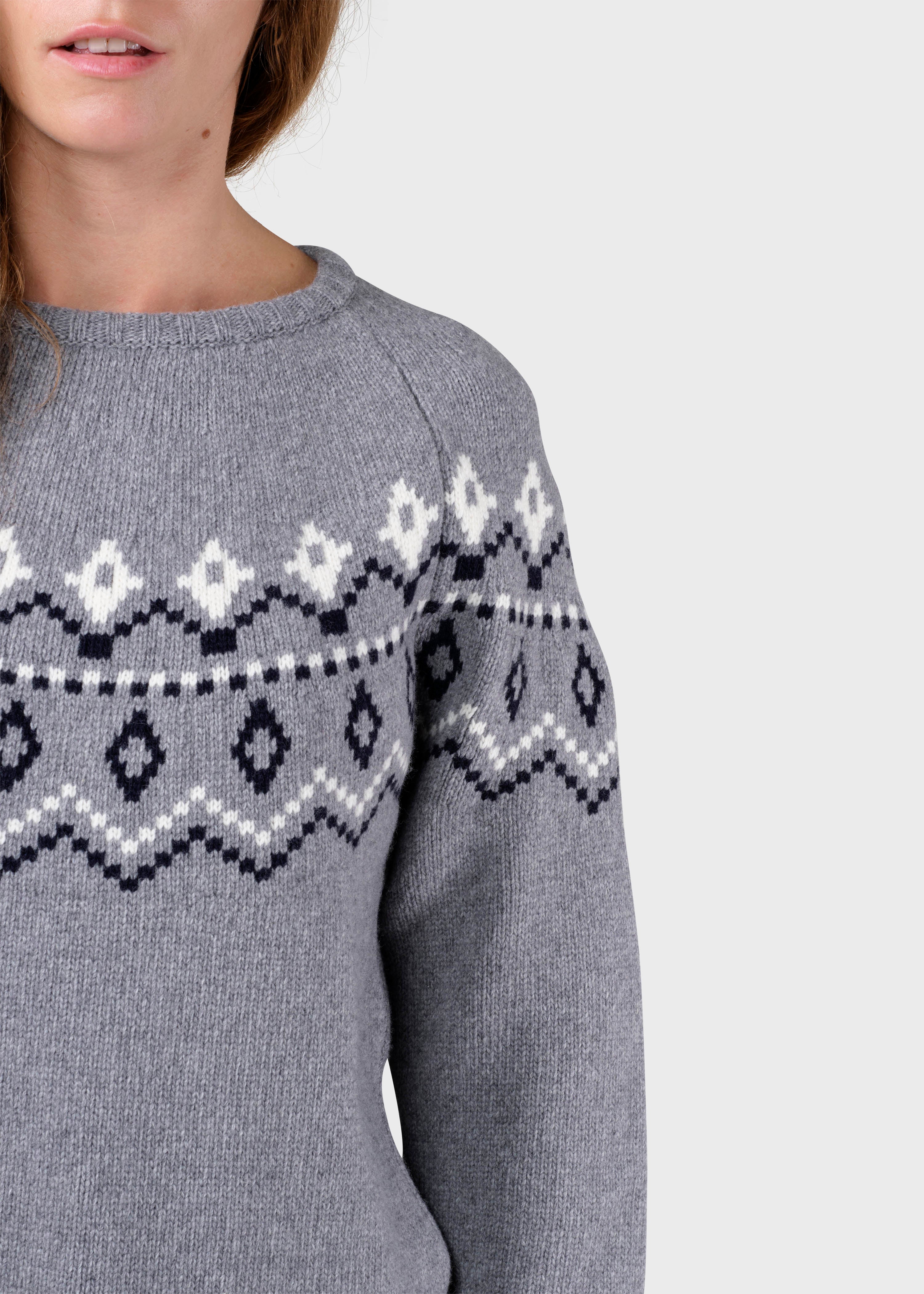 Alina Knit - Light Grey/navy/cream