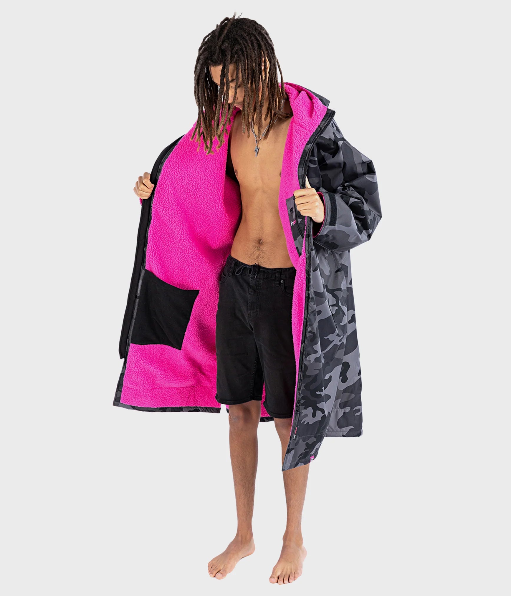 Dryrobe advance long sleeve poncho | voksne | black camo pink - recycled