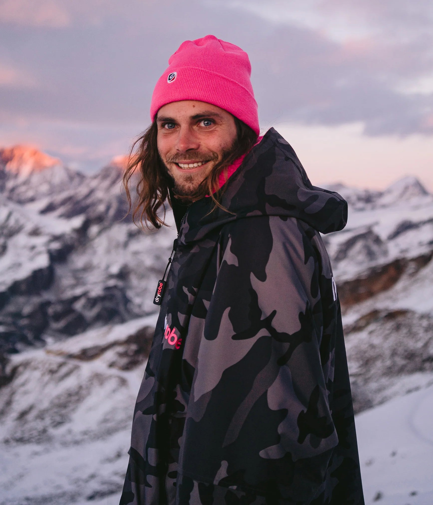 Dryrobe advance long sleeve poncho | voksne | black camo pink - recycled