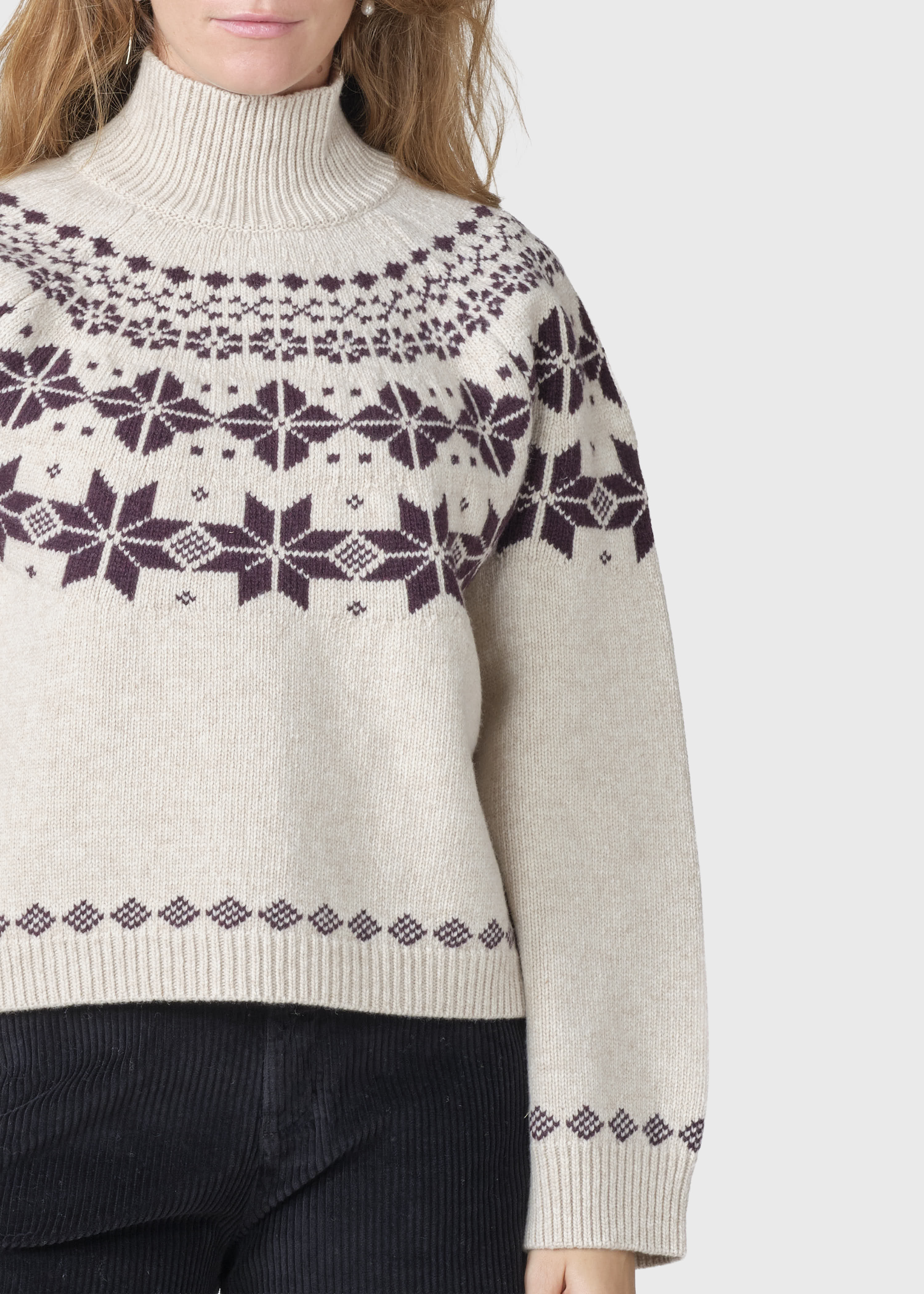 Claire Knit - Pastel Sand/burgundy