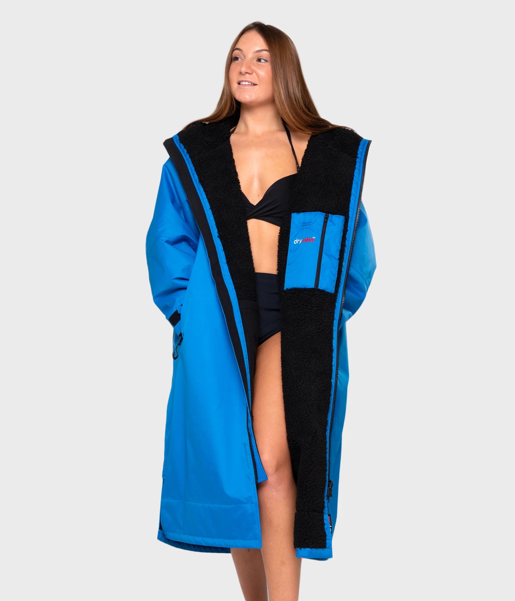 Dryrobe advance long sleeve poncho | voksne | black cobalt blue black - recycled