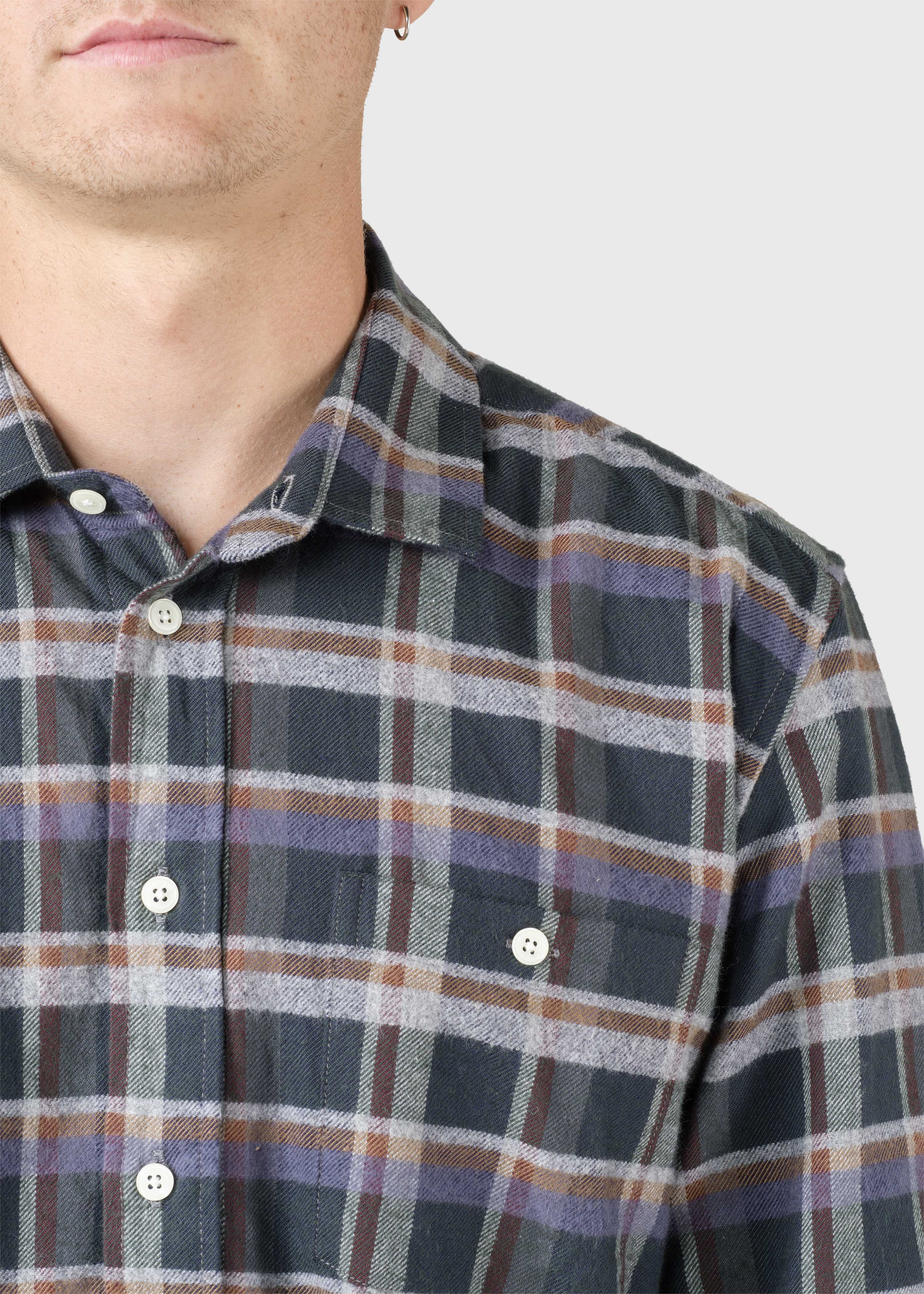 Eddie Shirt - Moss Green/grey/navy