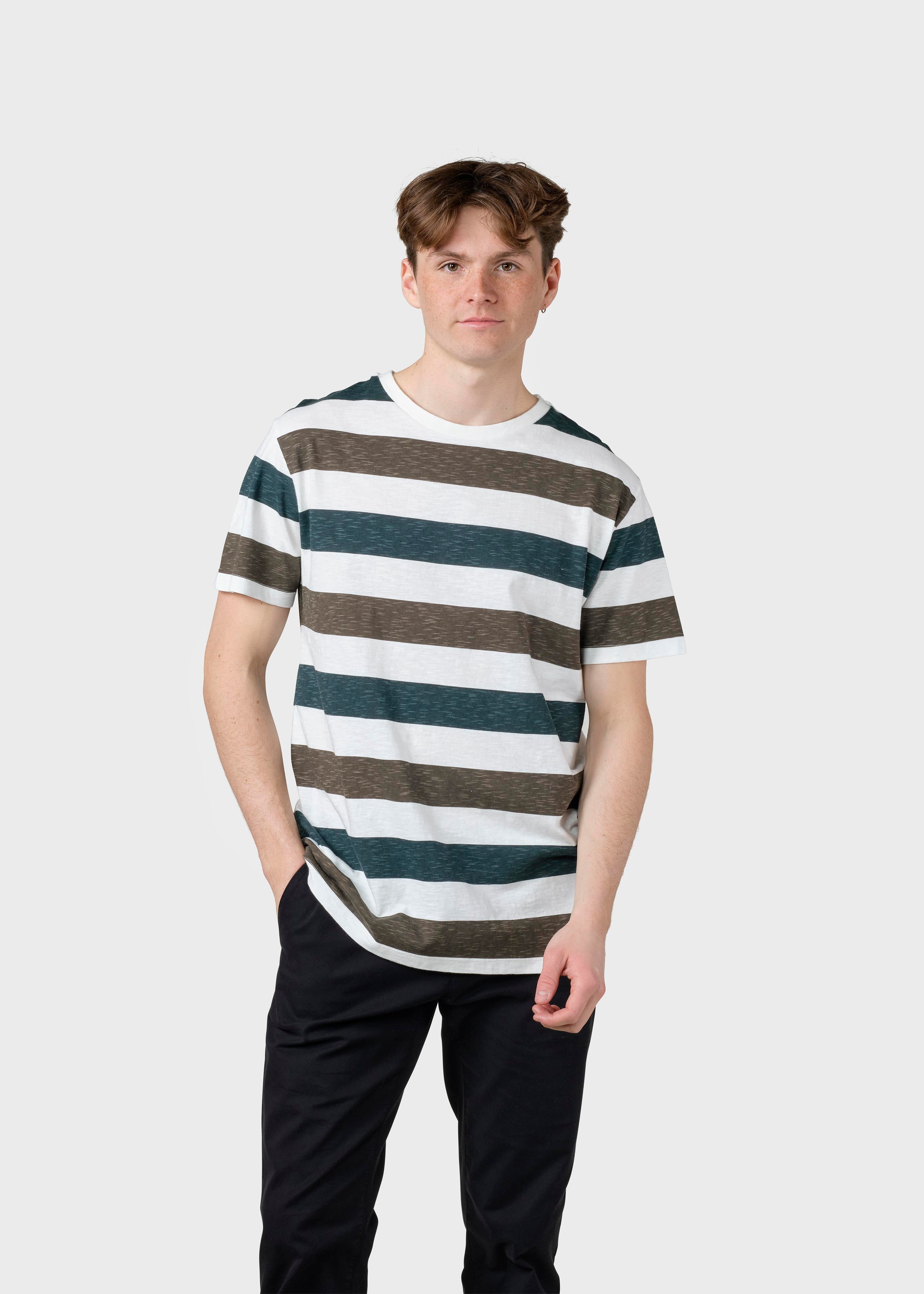 George Tee - Olive/moss Green Stripes