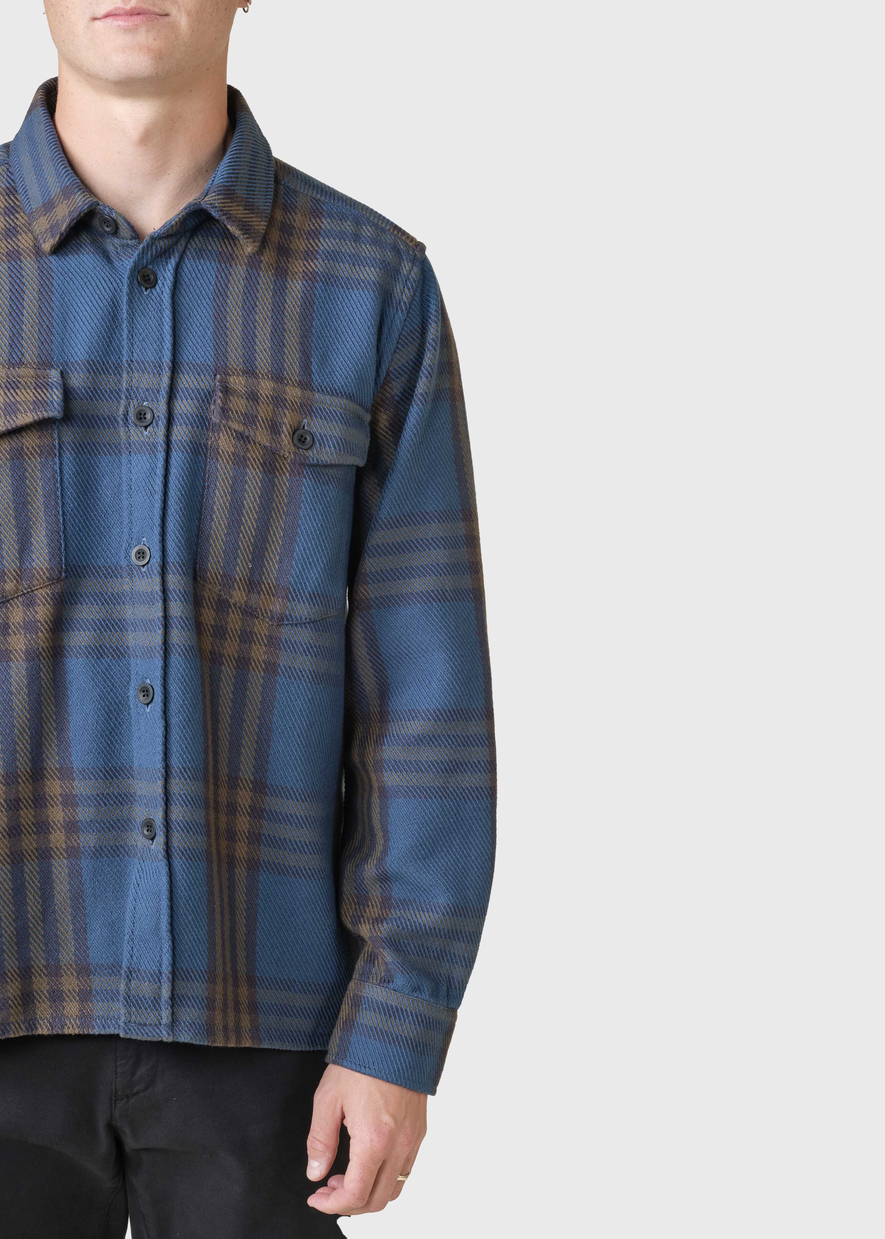 Jeremy Check Overshirt - Navy/olive