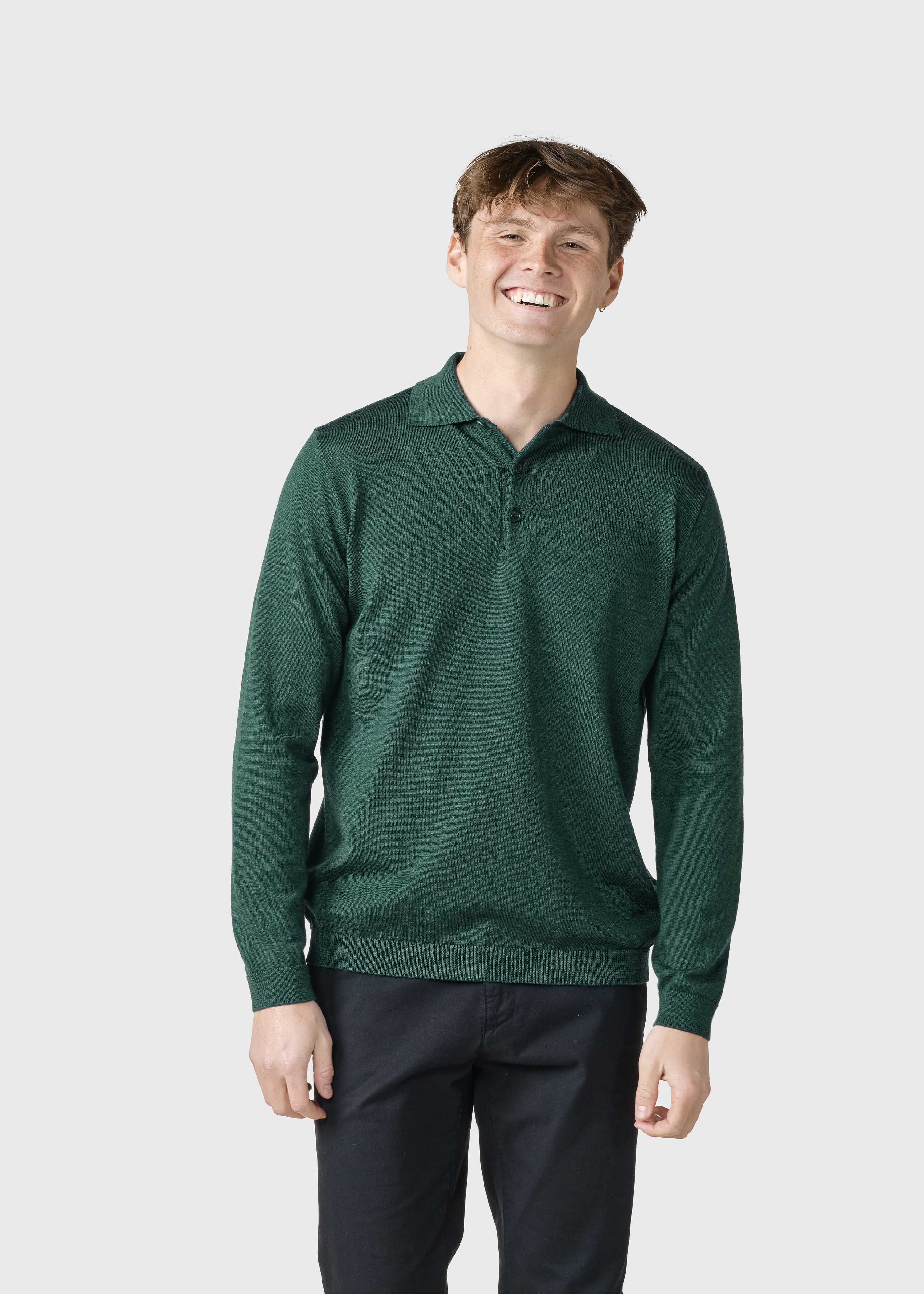 L/s Knit Polo - Moss Green