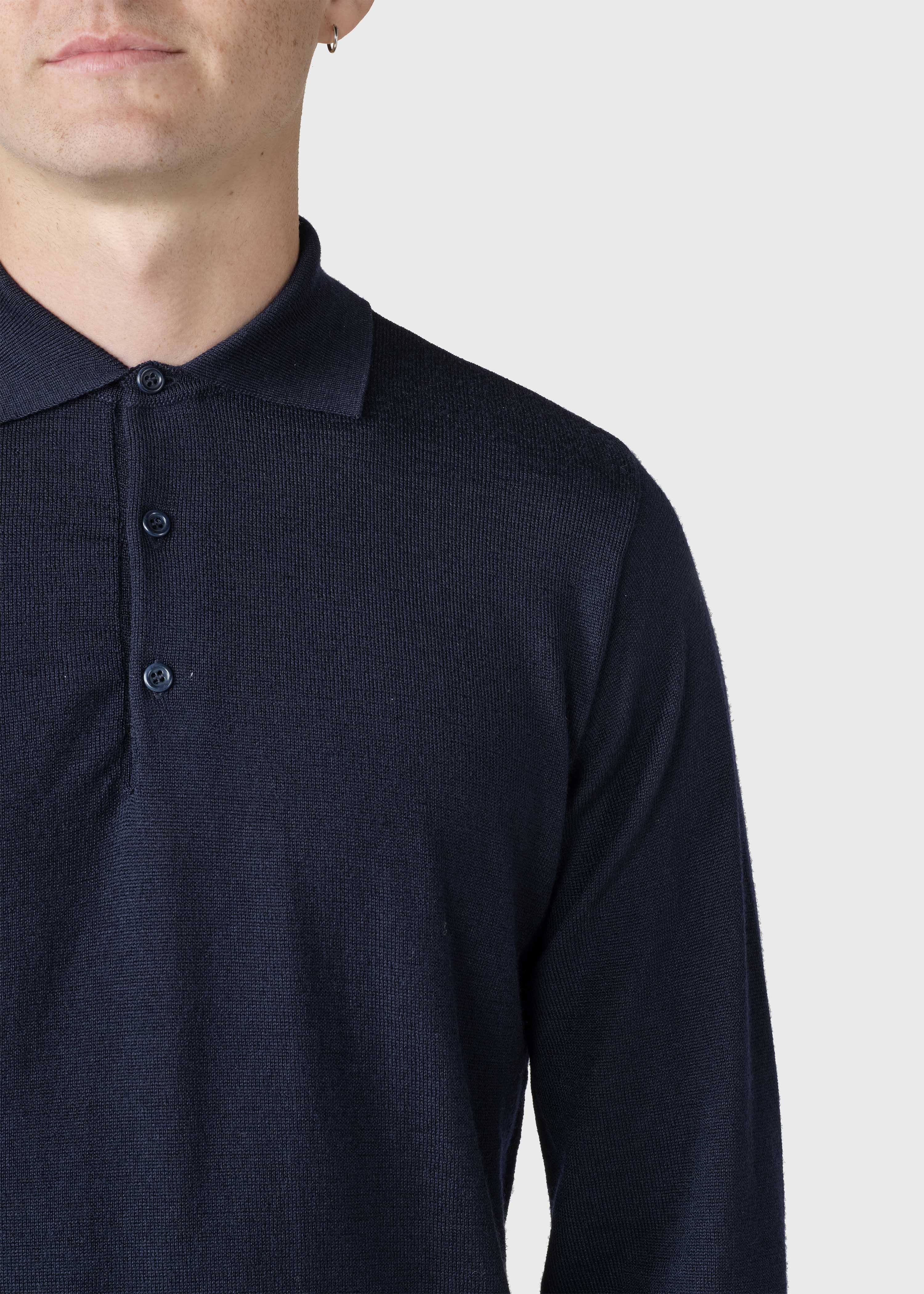 L/s Knit Polo - Navy