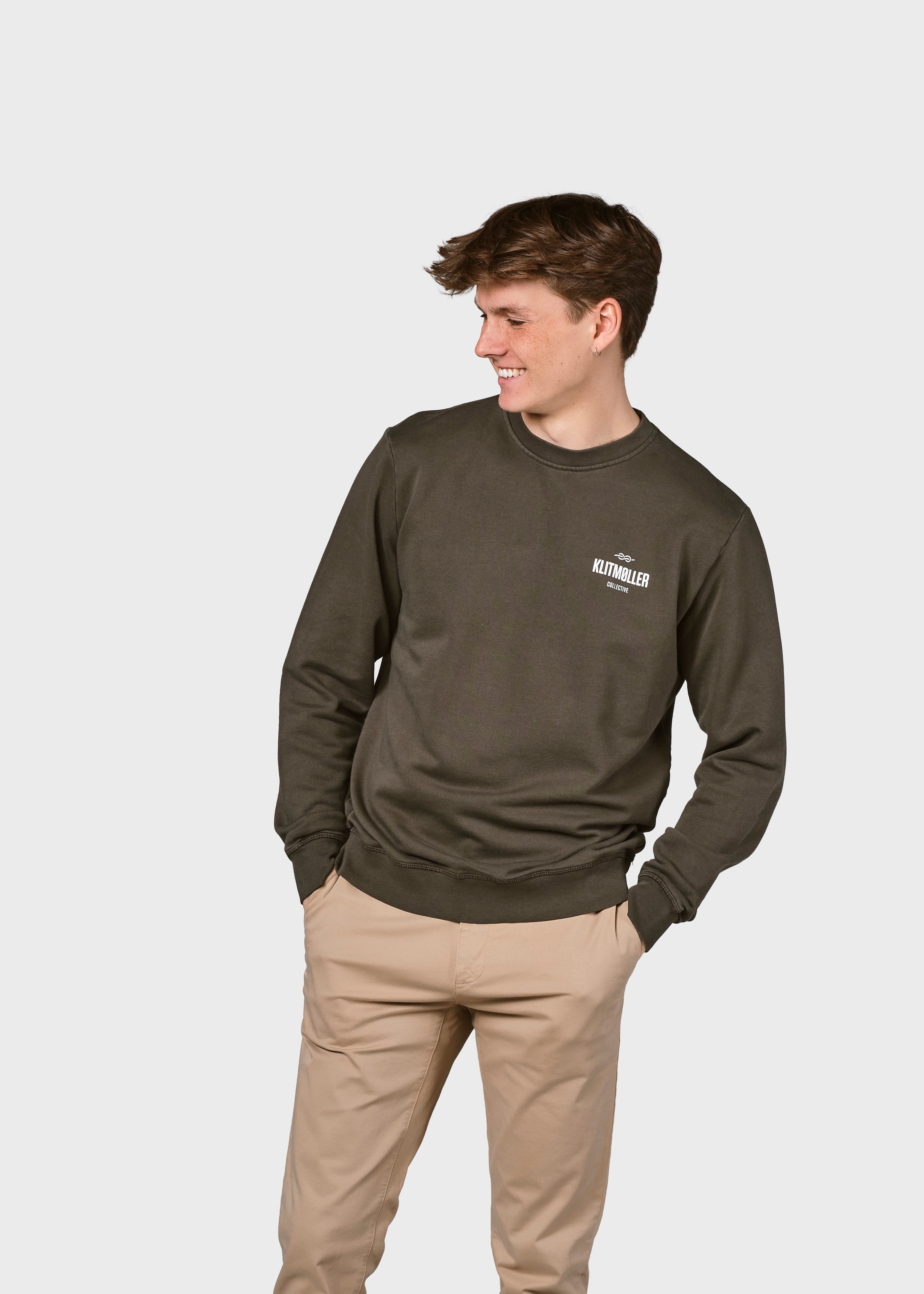 Mens Small Logo Crew - Olive