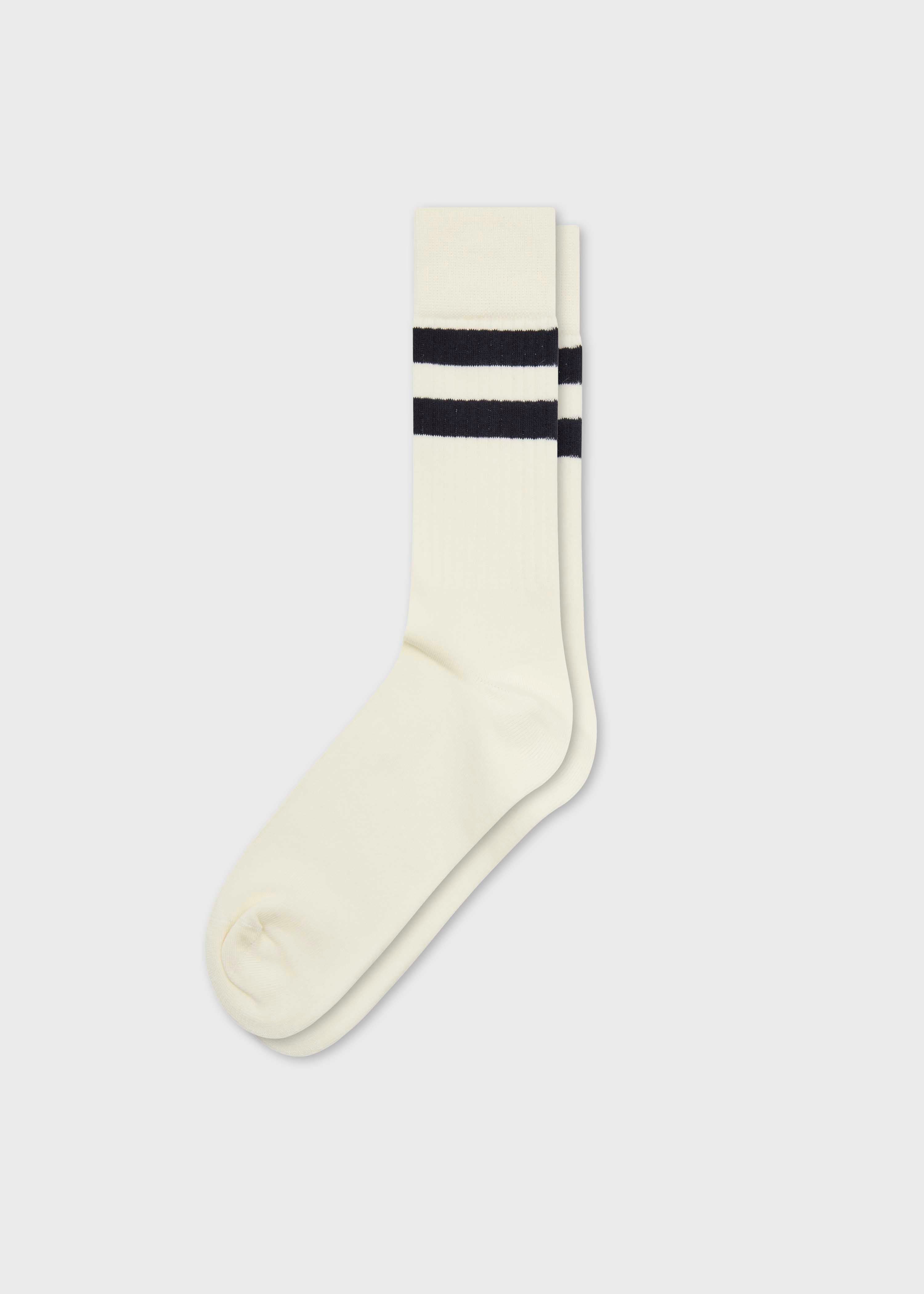 Retro Cotton Sock - Cream/navy