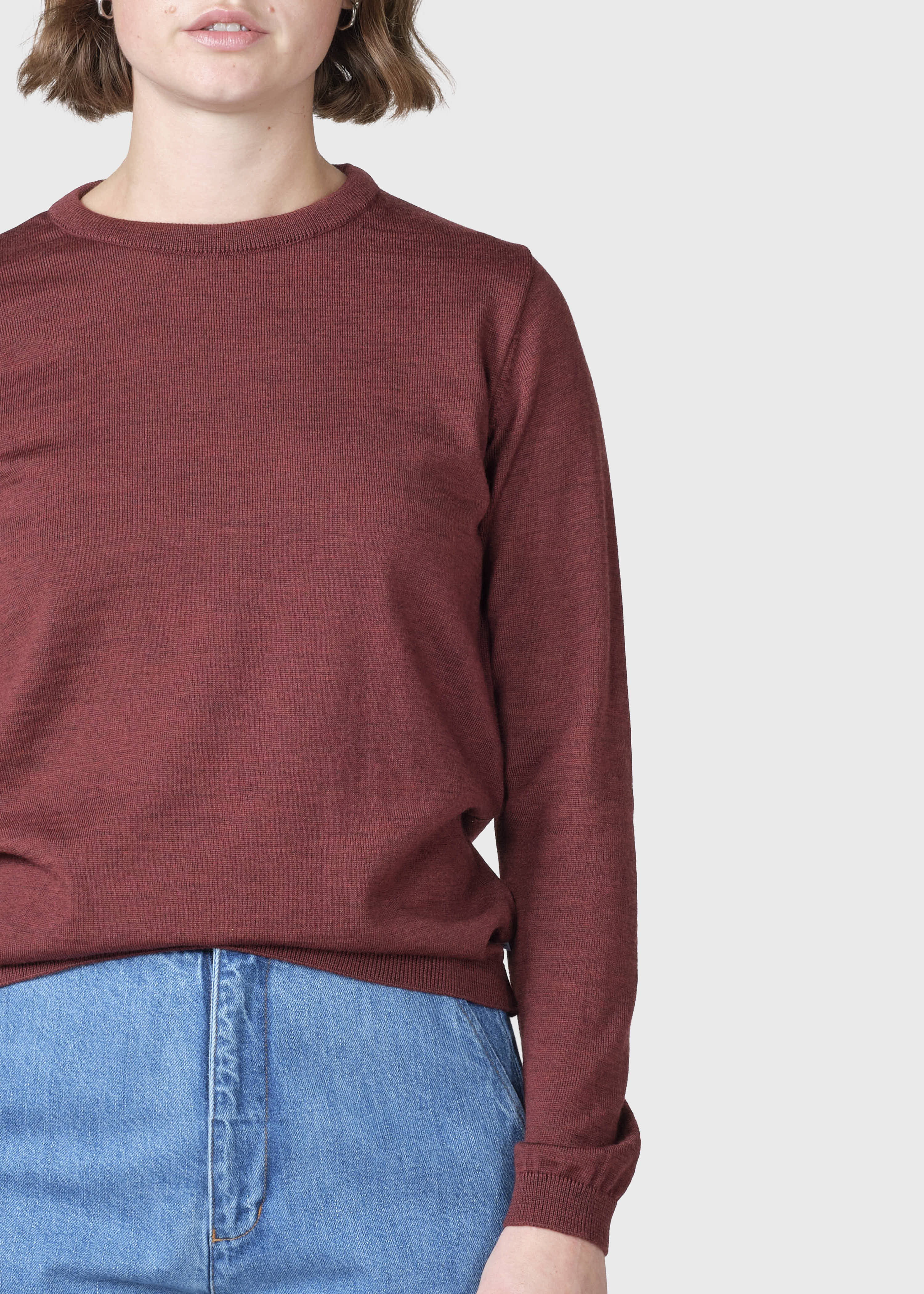 Womens Basic Merino Knit - Burgundy