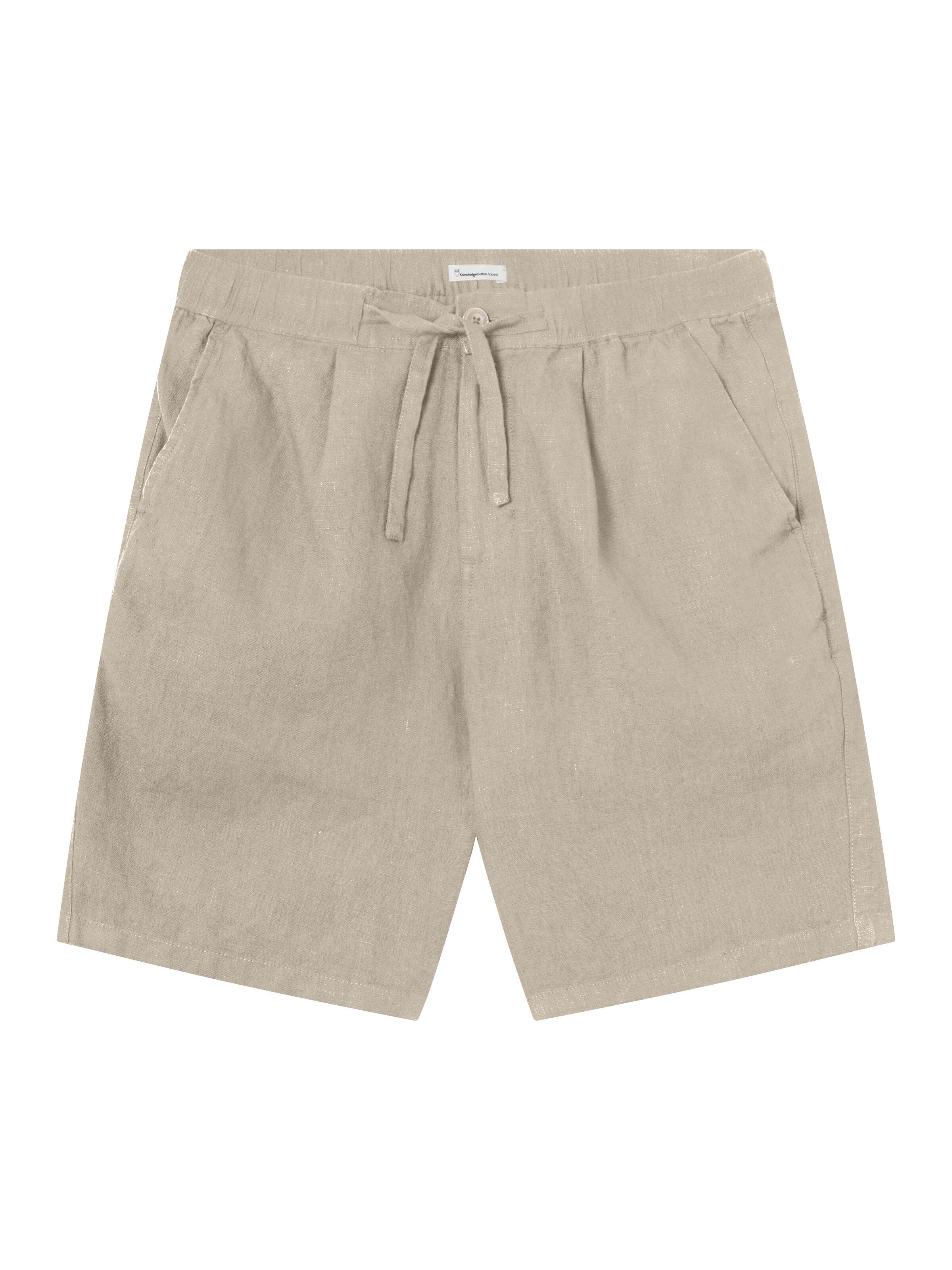 KnowledgeCotton Apparel - Loose Linen shorts - GOTS/Vegan - Light feather gray