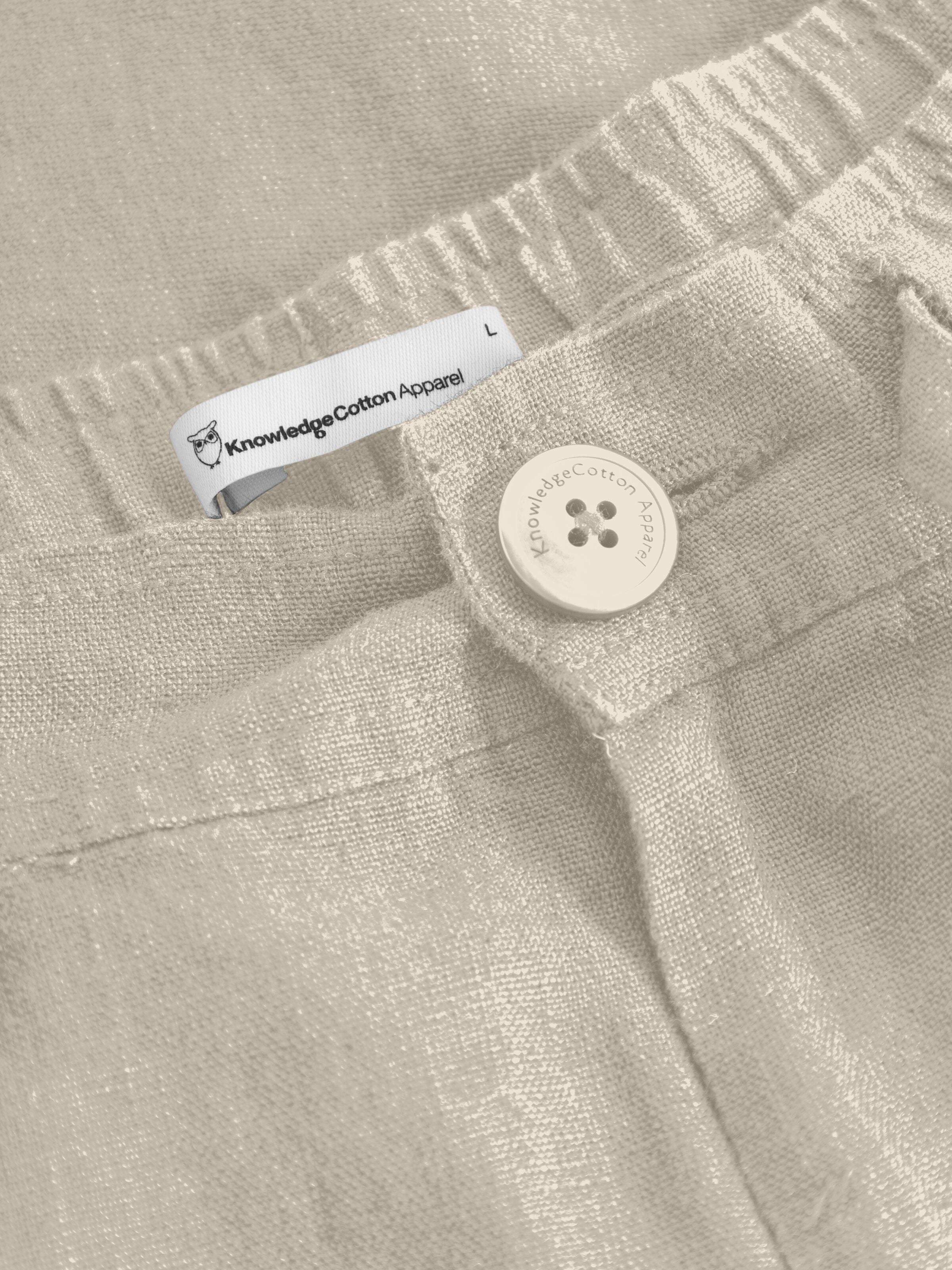 KnowledgeCotton Apparel - Loose Linen shorts - GOTS/Vegan - Light feather gray