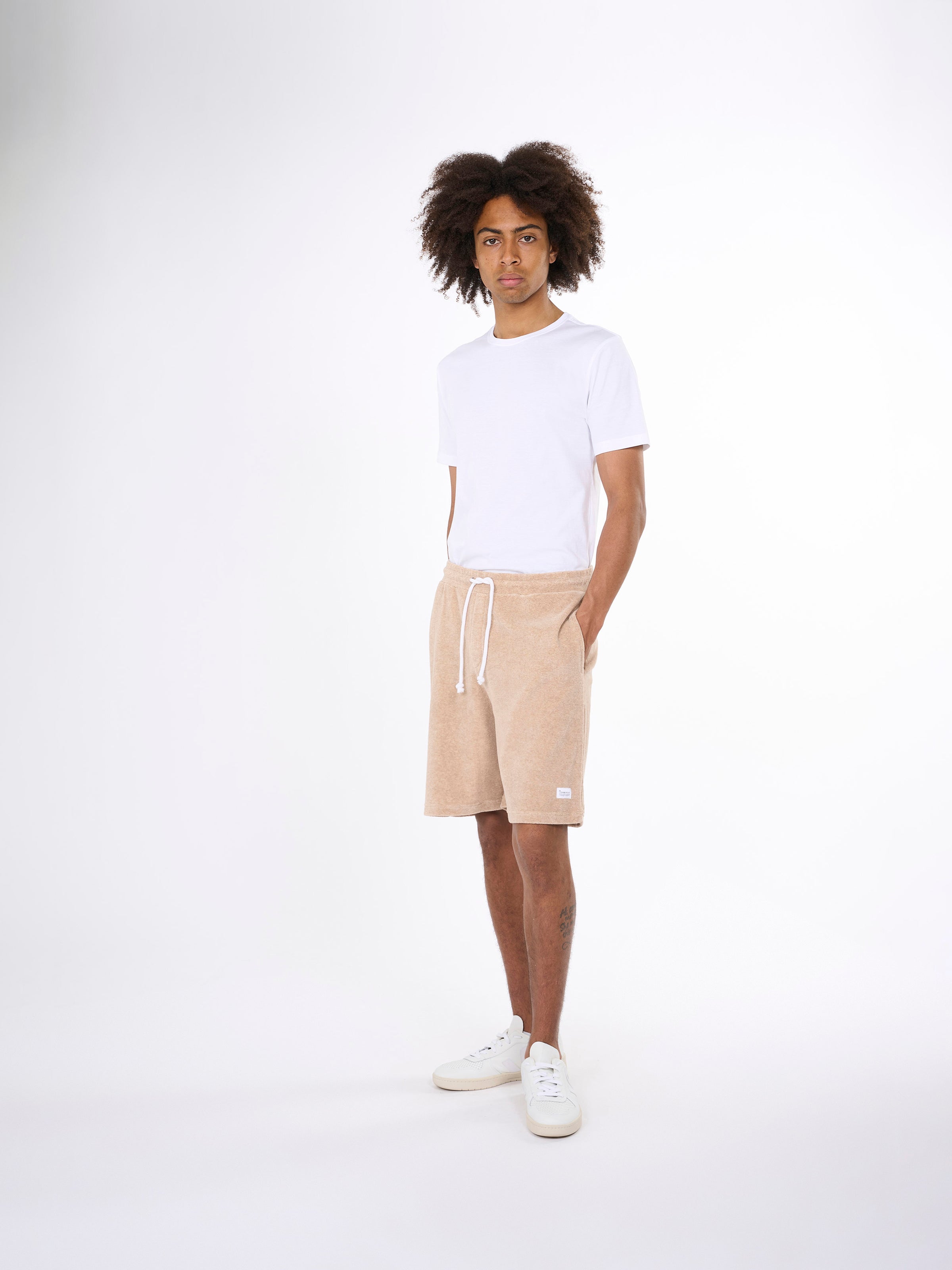 KnowledgeCotton Apparel - Casual terry shorts - GOTS/Vegan - Safari