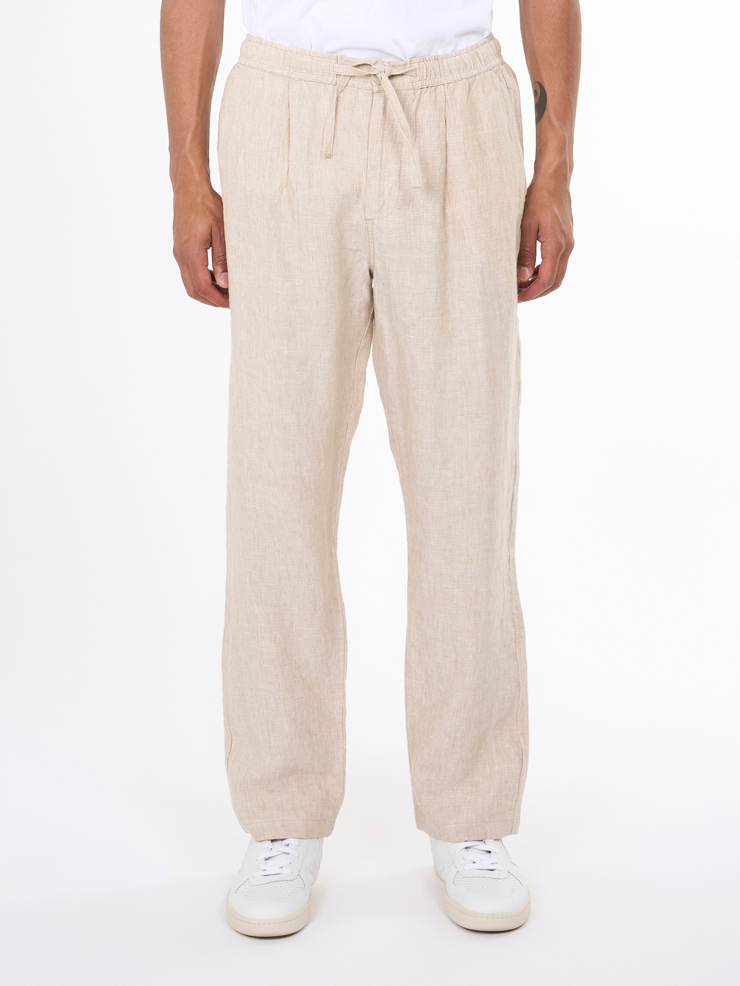 KnowledgeCotton Apparel - Loose linen pant - GOTS/Vegan - Light feather gray