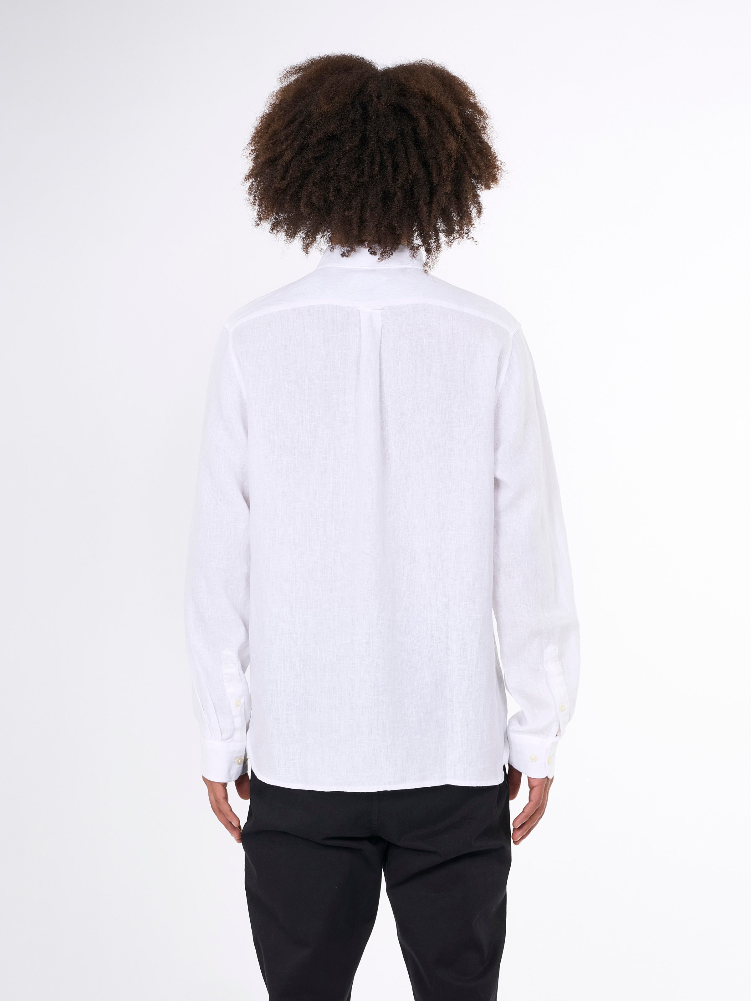 KnowledgeCotton Apparel - Custom fit linen shirt GOTS/Vegan - Bright White