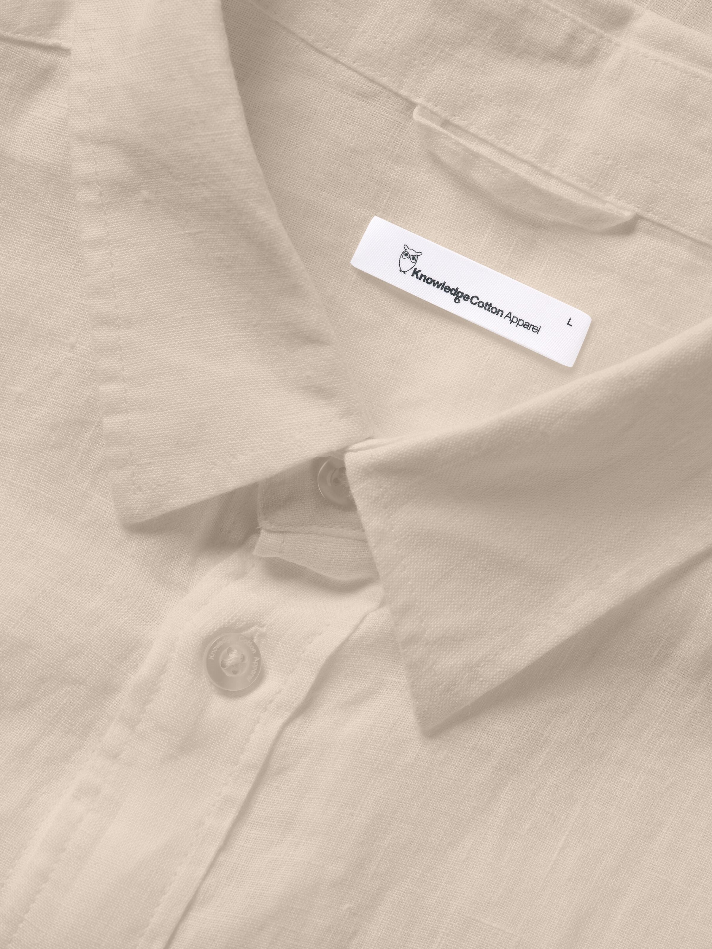 KnowledgeCotton Apparel - Custom fit linen shirt GOTS/Vegan - Light feather gray