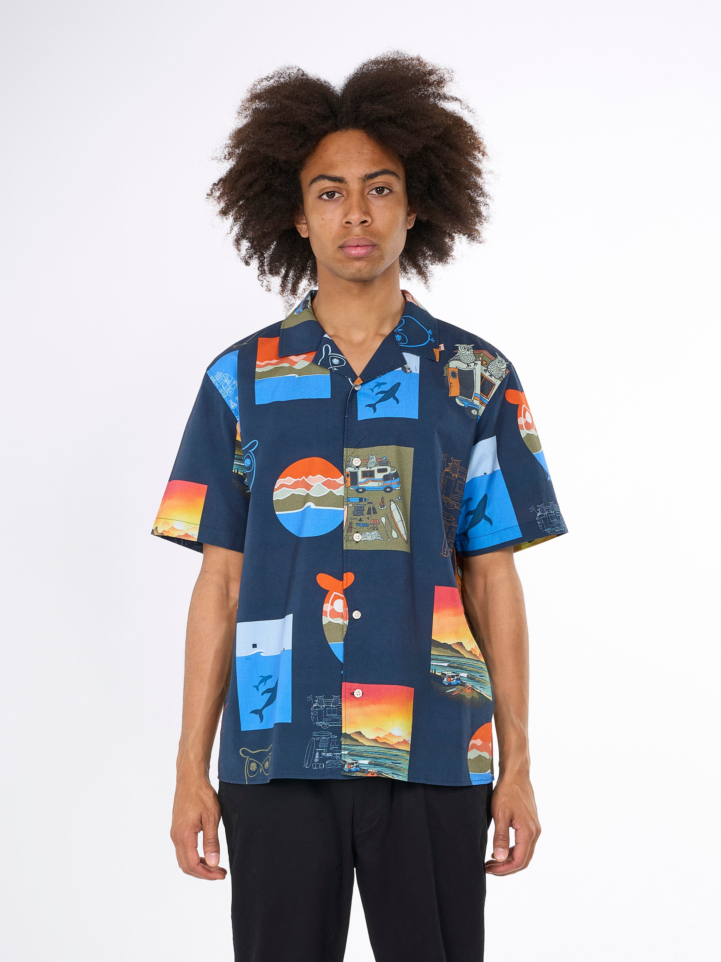 KnowledgeCotton Apparel - Boxed fit AOP short sleeved shirt - GOTS/Vegan