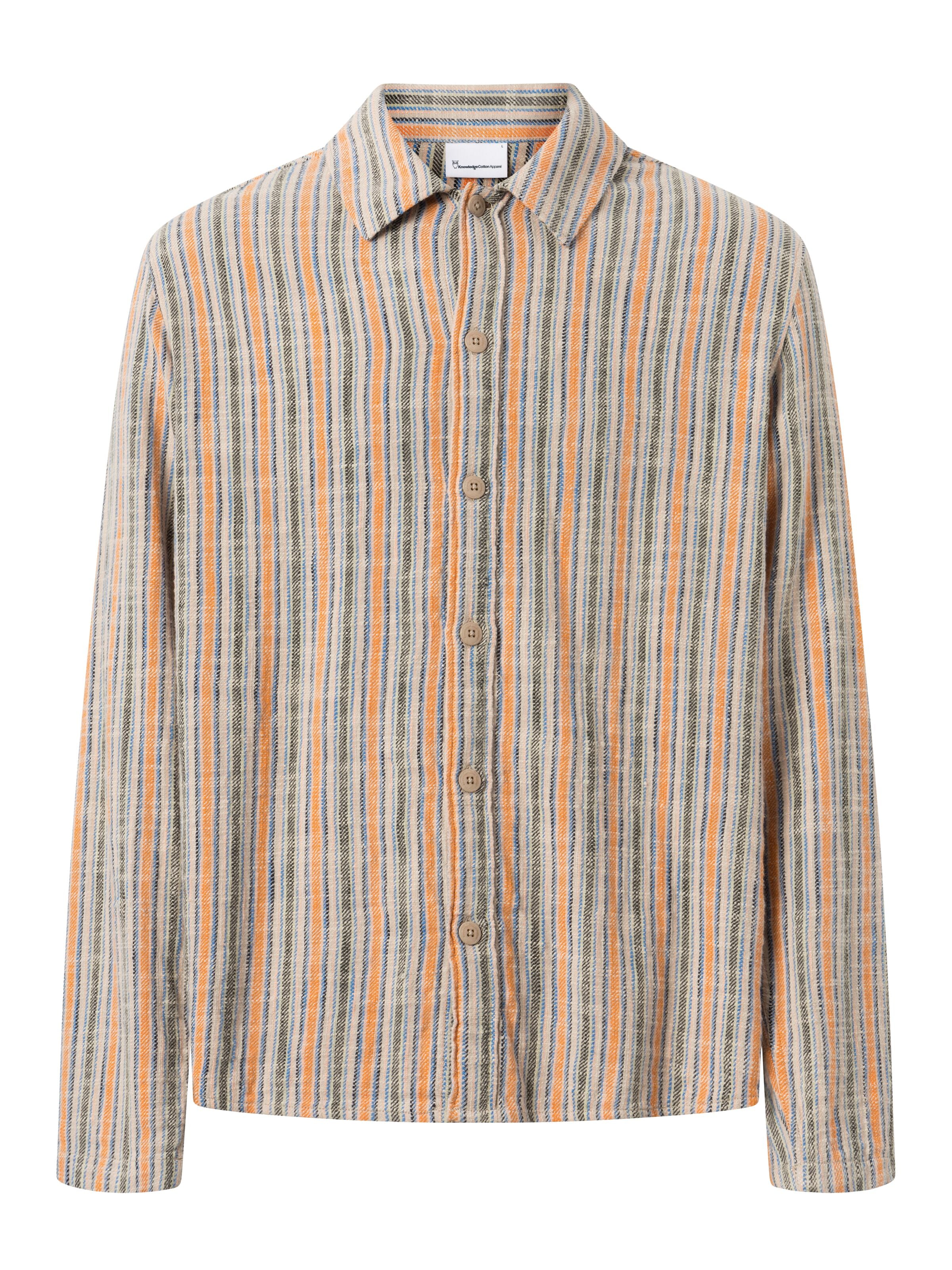 KnowledgeCotton Apparel  - Loose woven striped overshirt - GOTS/Vegan - Multi color