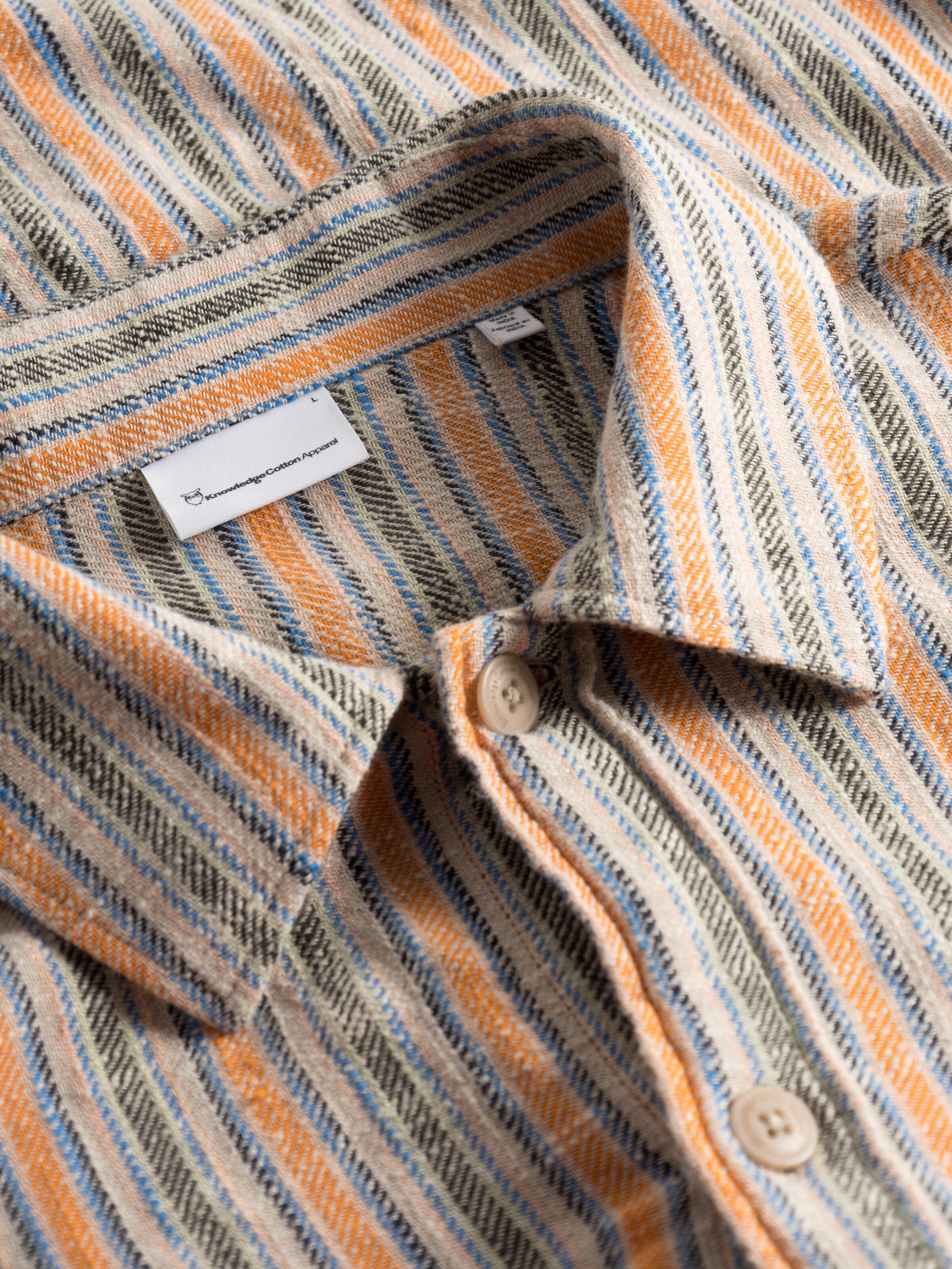 KnowledgeCotton Apparel  - Loose woven striped overshirt - GOTS/Vegan - Multi color