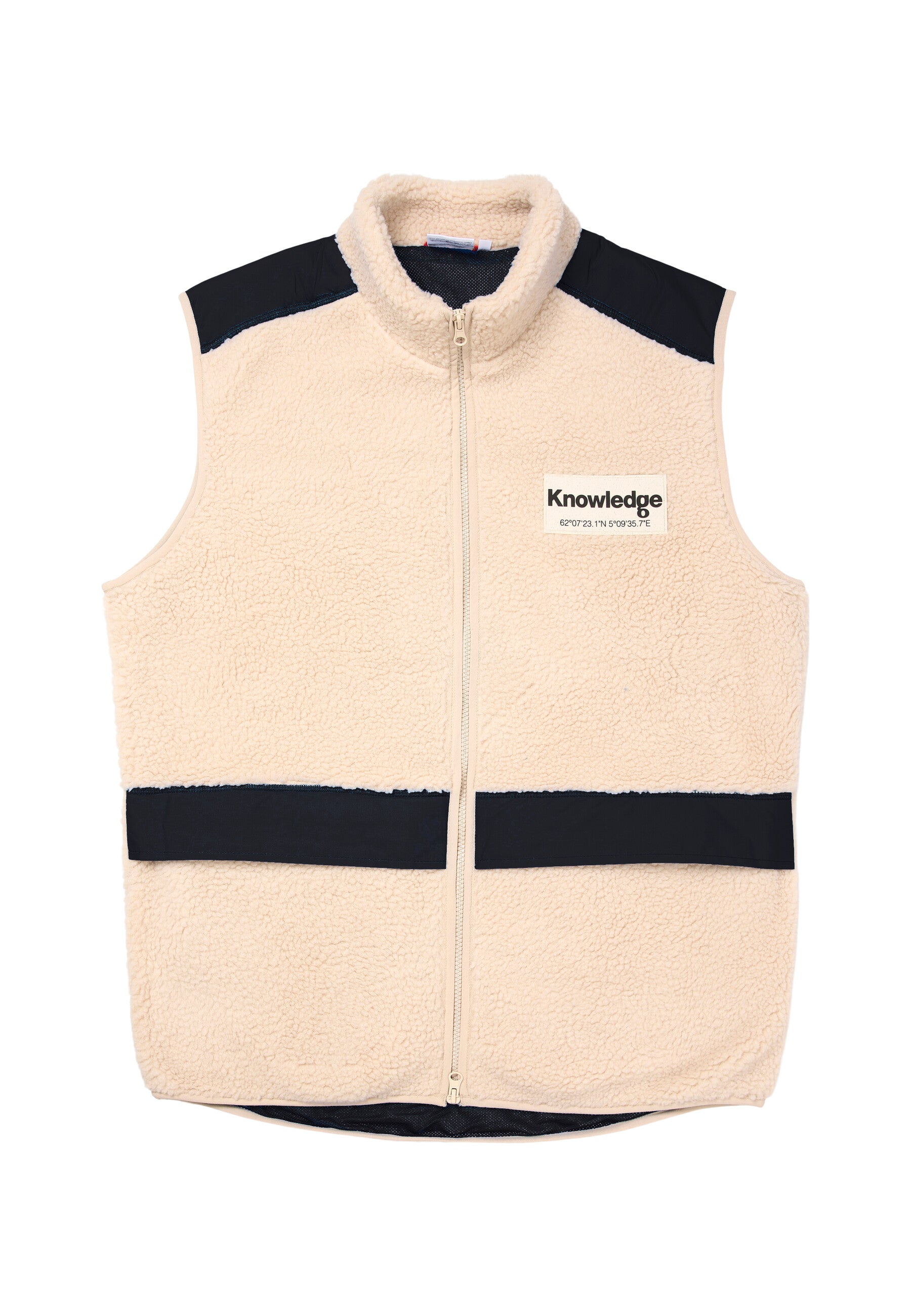 KnowledgeCotton Apparel - Teddy fleece hood vest with rib stop in contrast color - GRS/Vegan PETA