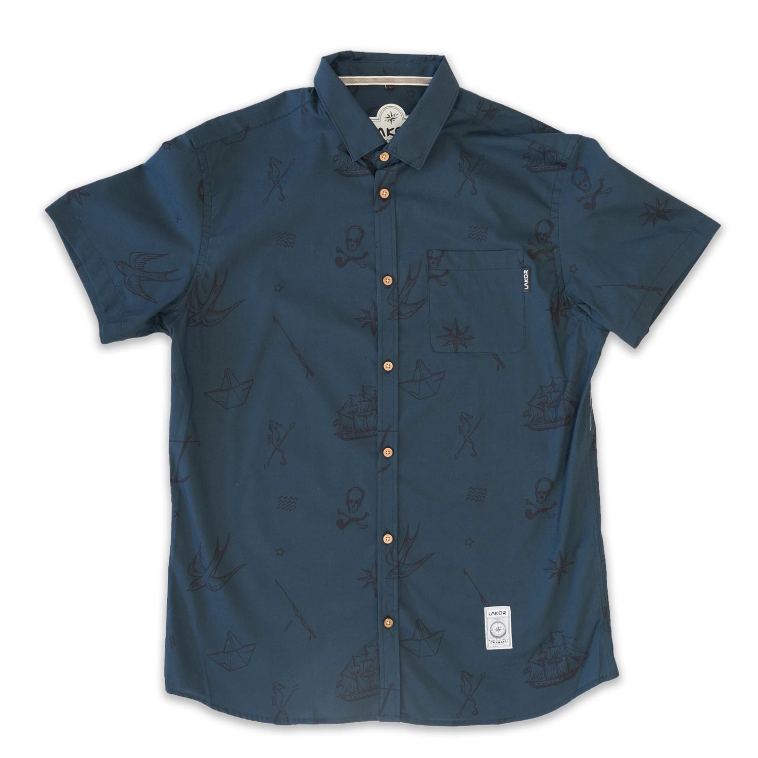 Lakor - Tattoo skjorte Navy Short Sleeve