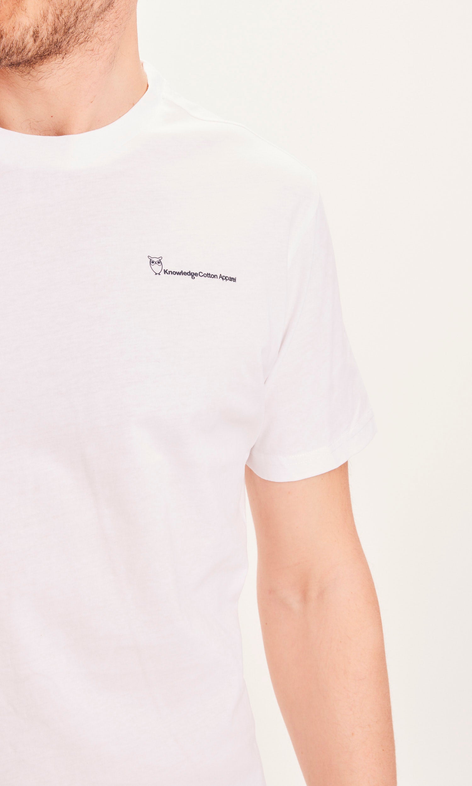 KnowledgeCotton Apparel - ALDER The Green Wave sunset tee - GOTS/Vegan - Bright White