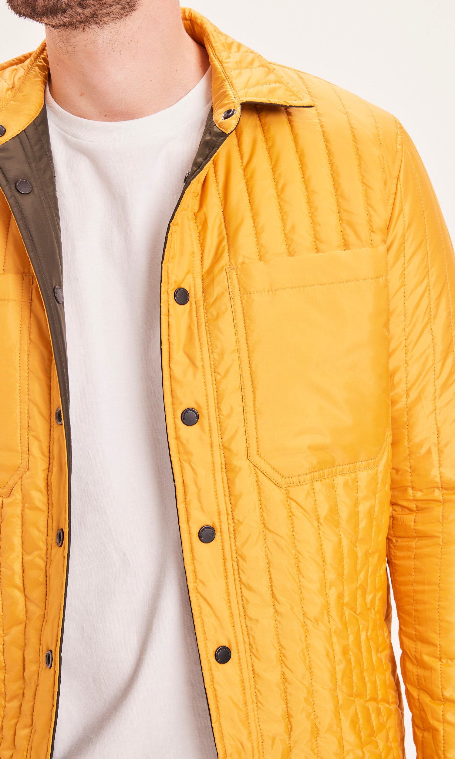 Knowledgecotton Appareal Quilted reversible rib stop overshirt - GRS/Vegan Forrest Night