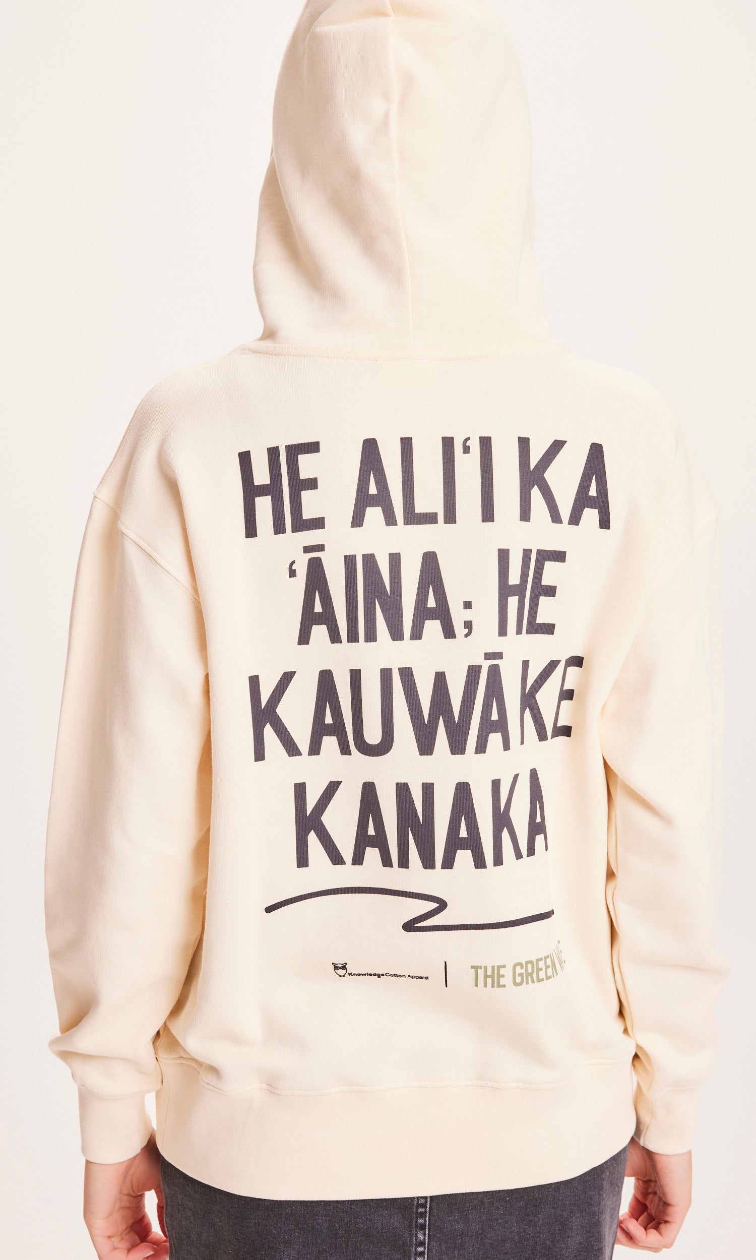 Knowledge Cotton Apparel DAPHNE The Green Wave print hoodie - Buttercream