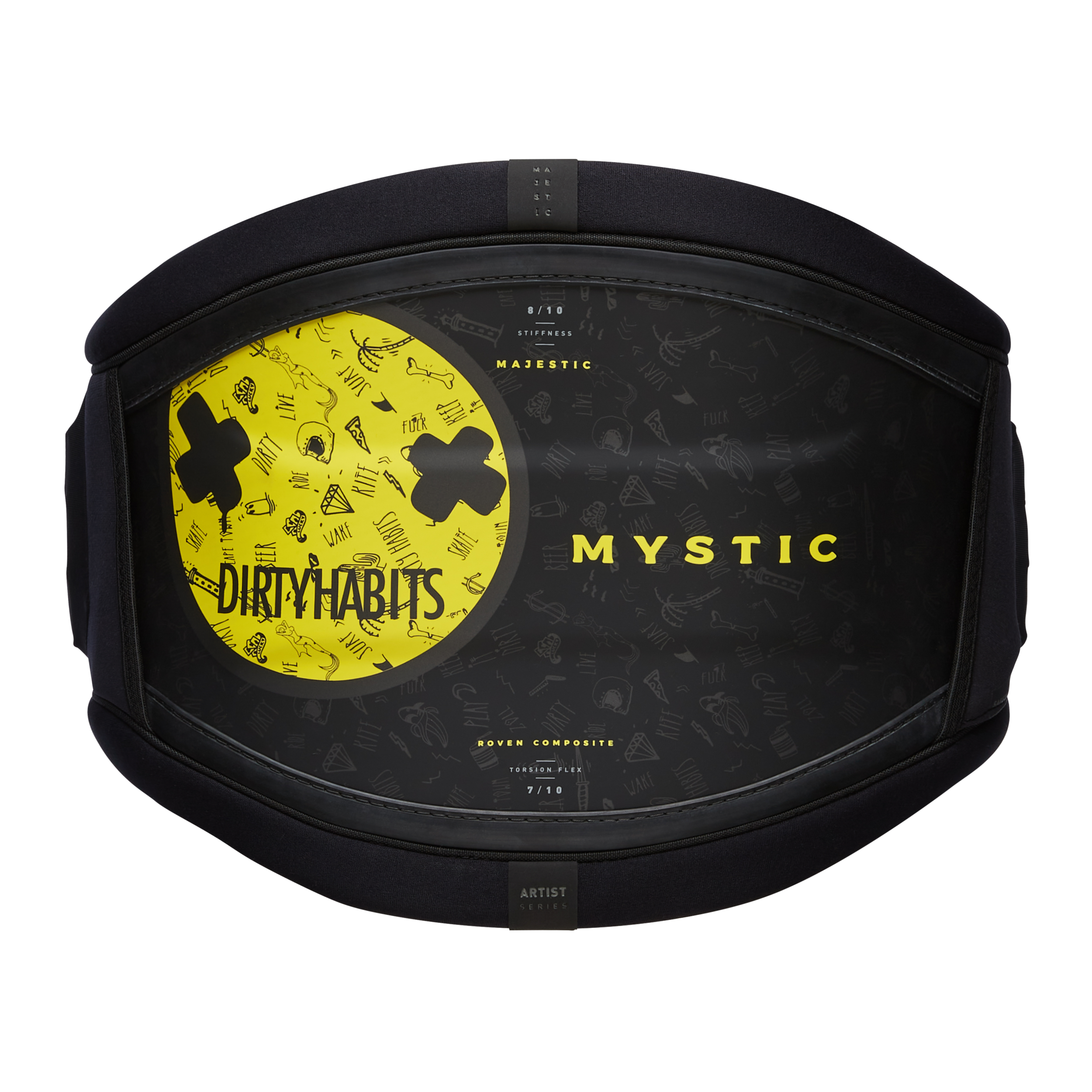 Mystic - Majestic Waist Harness 'Dirty Habits' - Black/Yellow