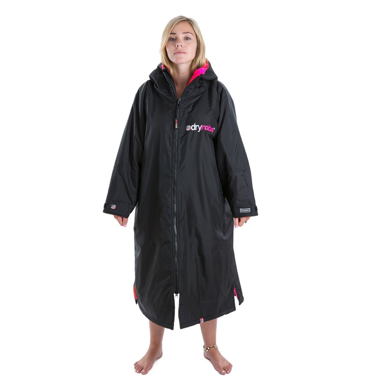 Dryrobe advance long sleeve poncho | voksne | black/pink