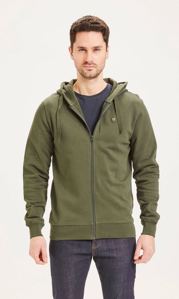Knowlegde Cotton Apparel ELM zip hood basic badge sweat