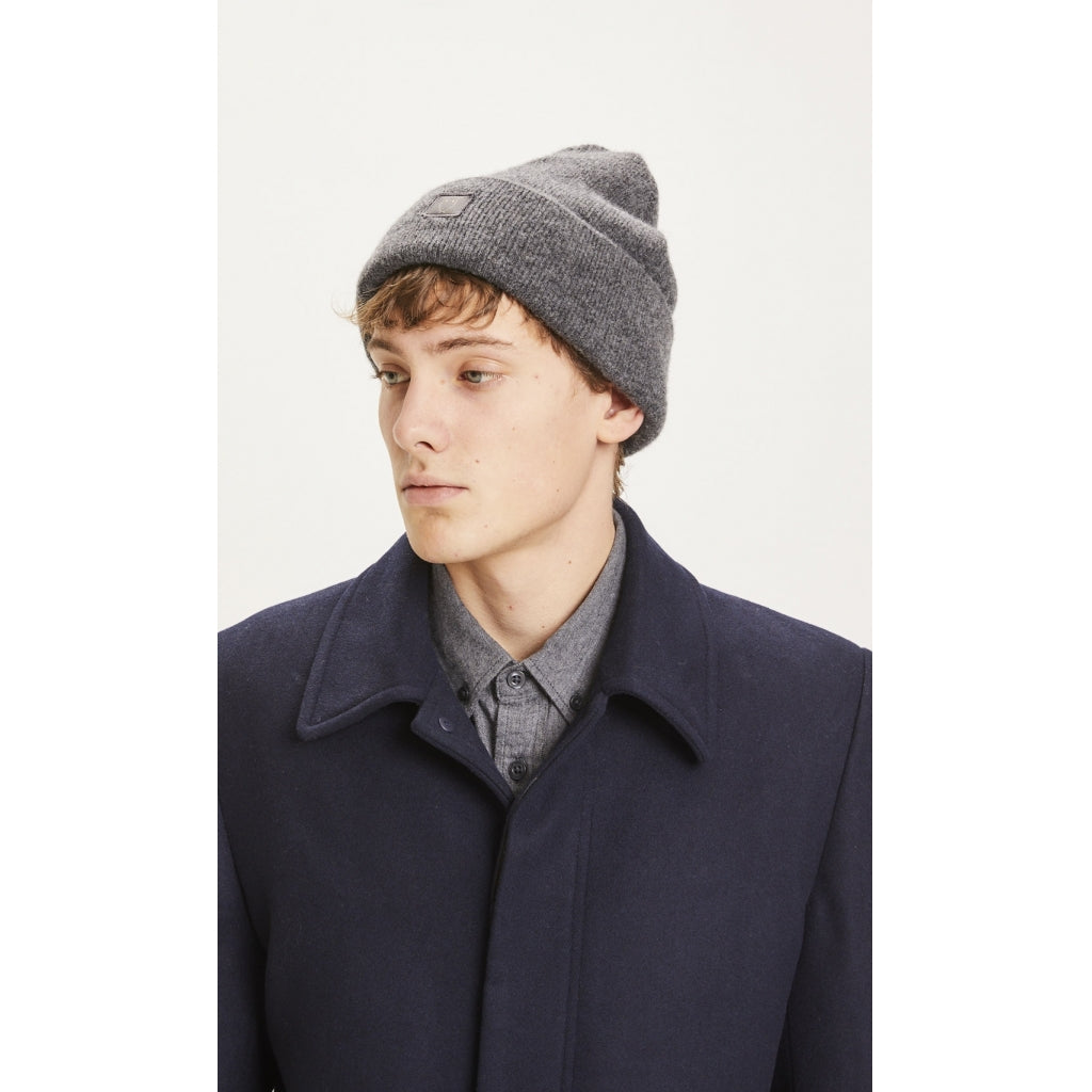 KnowledgeCotton Apparel LEAF økologisk uld hue Grå Melange