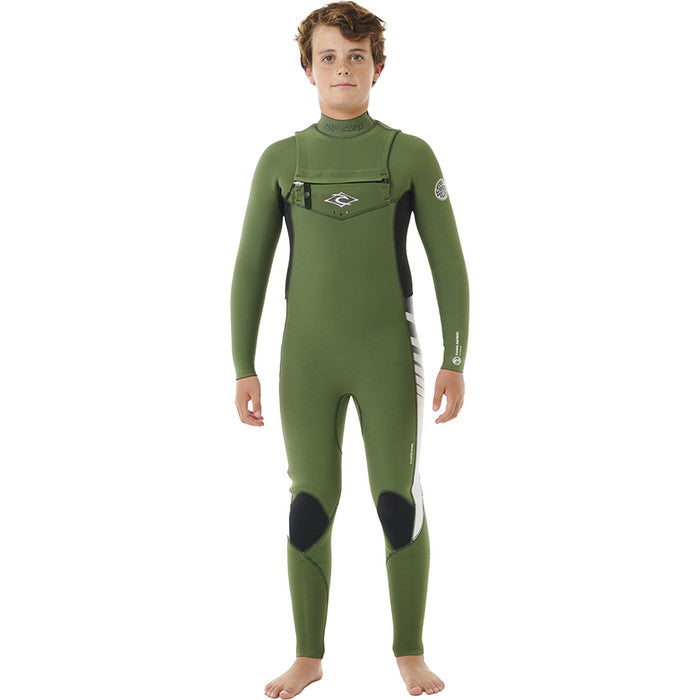 Junior Dawn patrol 3/2 front zip steamer kids wetsuit - Green