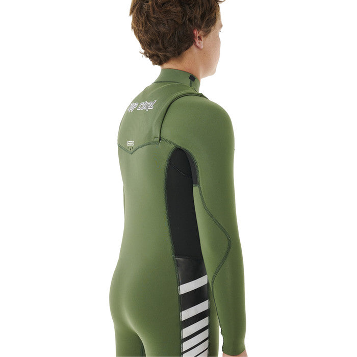 Junior Dawn patrol 3/2 front zip steamer kids wetsuit - Green