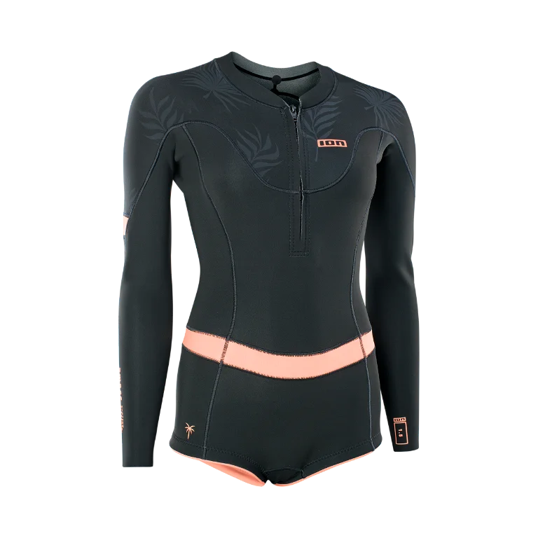 ION.22 WETSUIT AMAZE HOT SHORTY 1.5 LS FRONT ZIP WOMEN (48223-4552) 900 BLACK 36/S