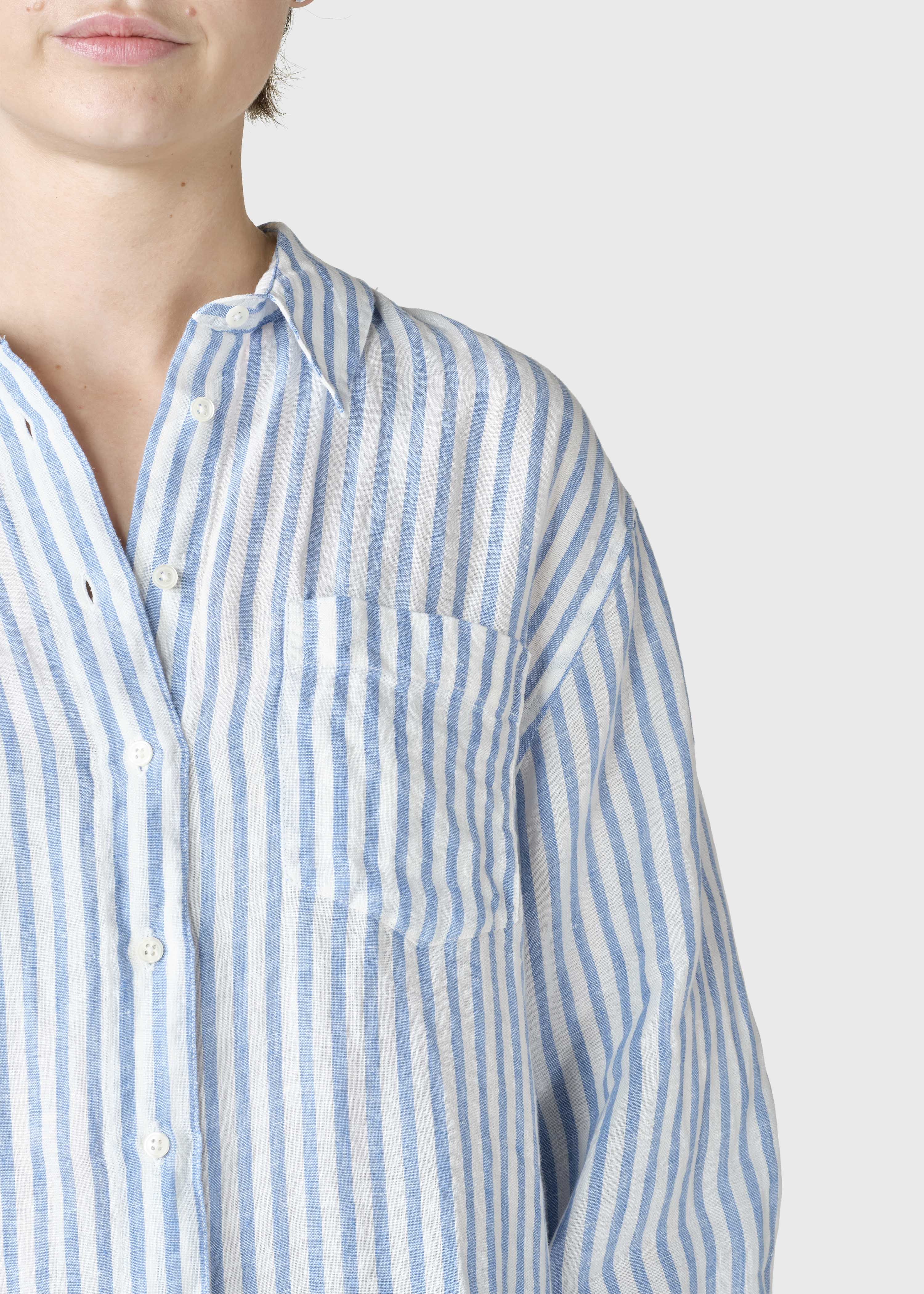 Belinda Linen Shirt - Cream/light Blue