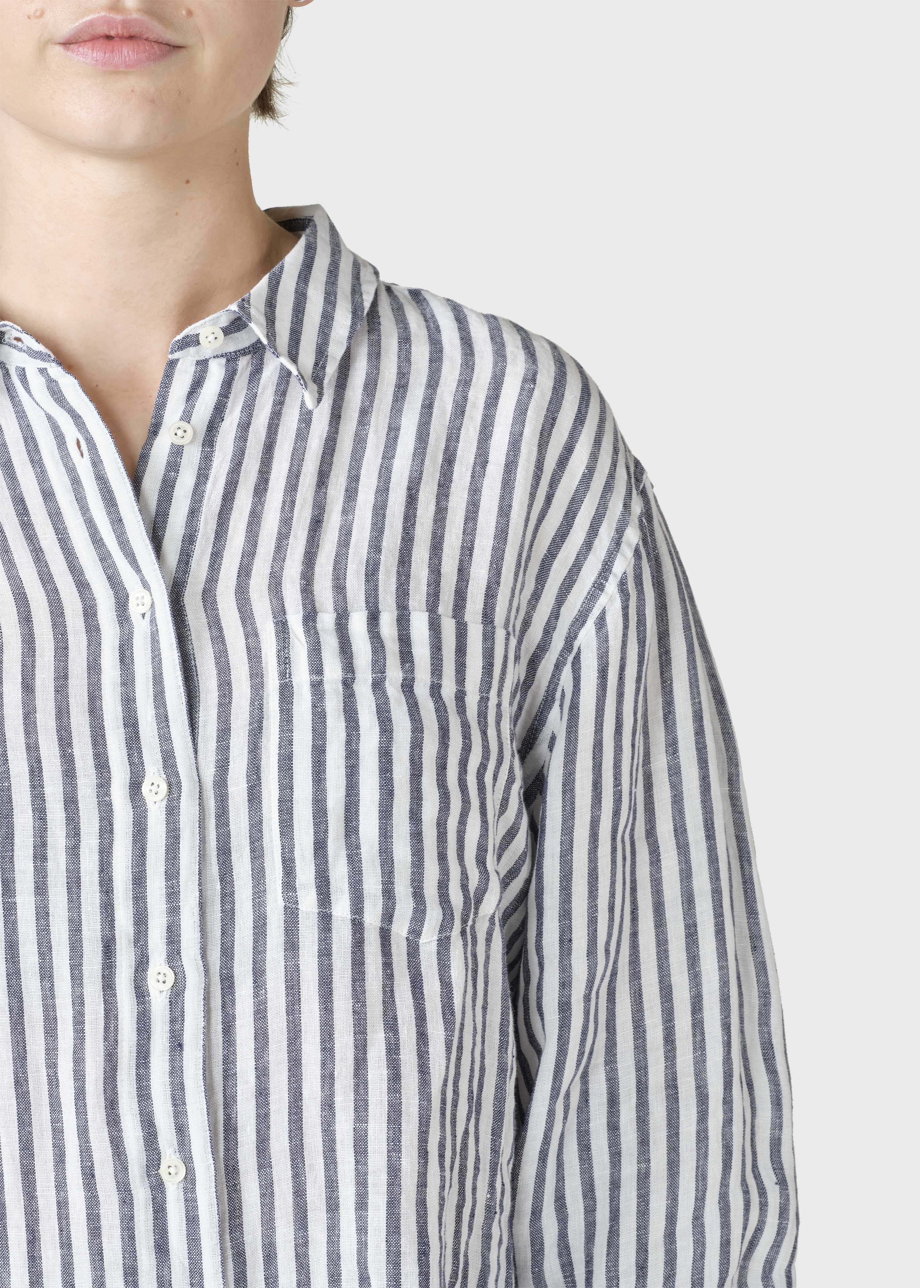 Belinda Linen Shirt - Cream/navy