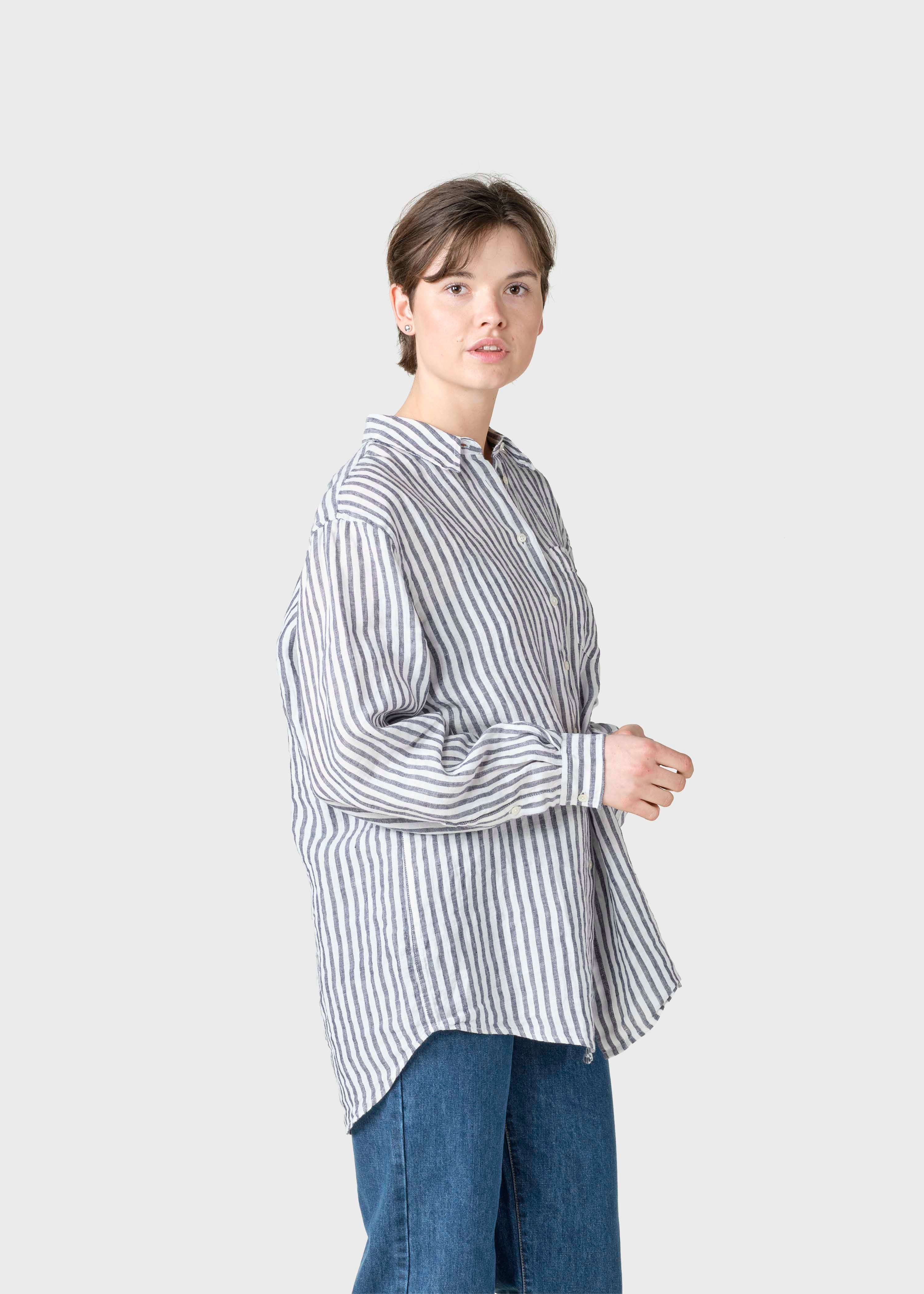 Belinda Linen Shirt - Cream/navy