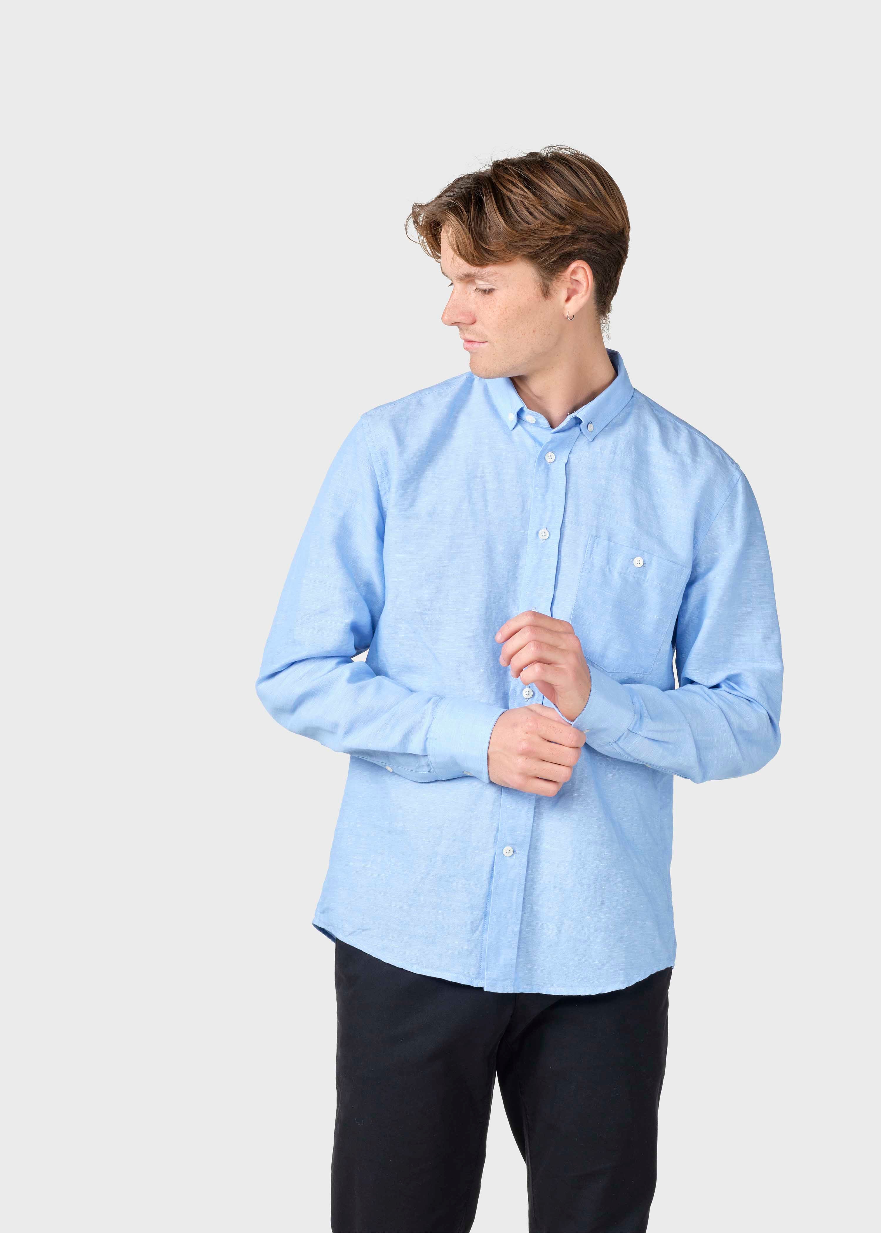 Benjamin Linen Shirt - Blue Melange