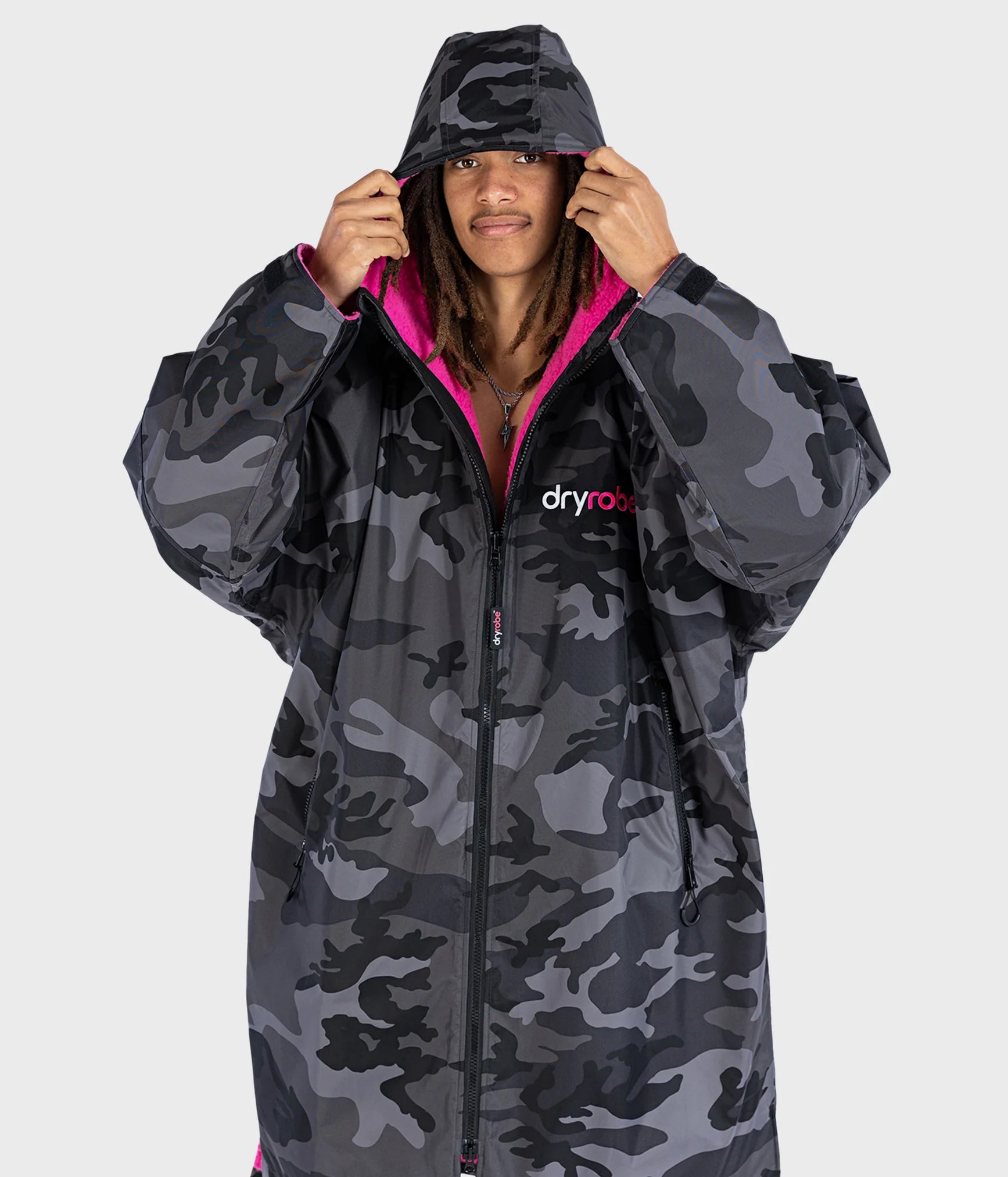 Dryrobe advance long sleeve poncho | voksne | black camo pink - recycled