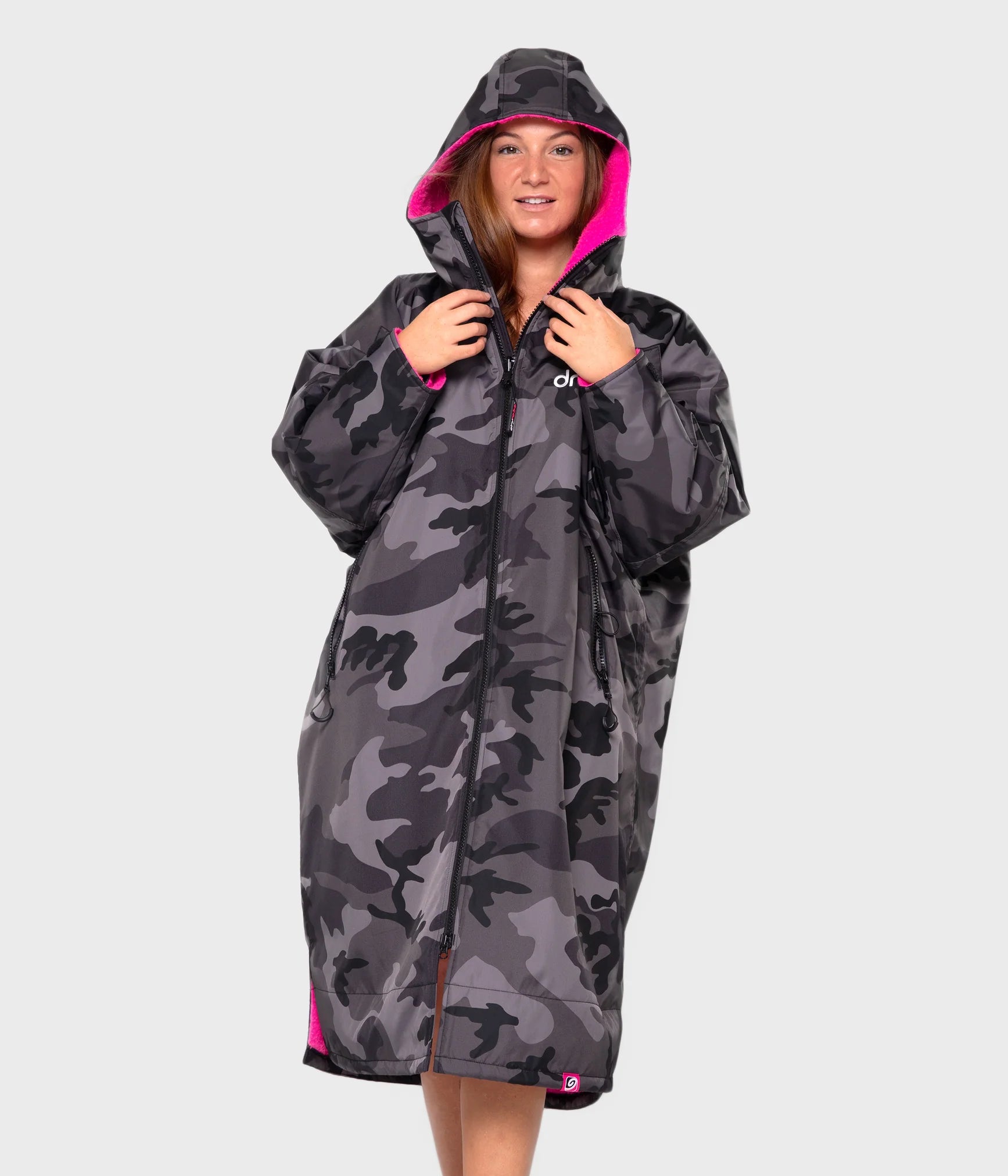 Dryrobe advance long sleeve poncho | voksne | black camo pink - recycled