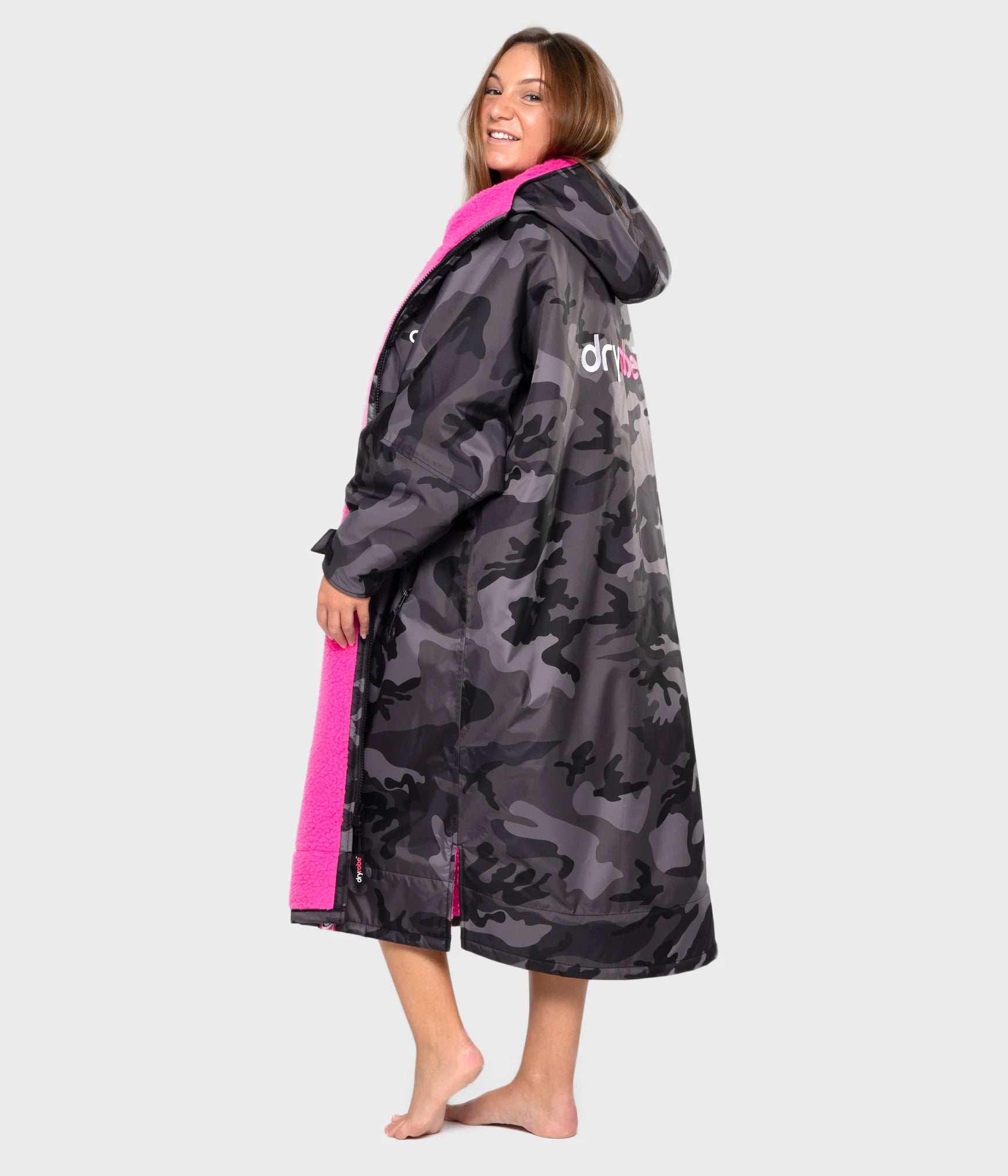 Dryrobe advance long sleeve poncho | voksne | black camo pink - recycled