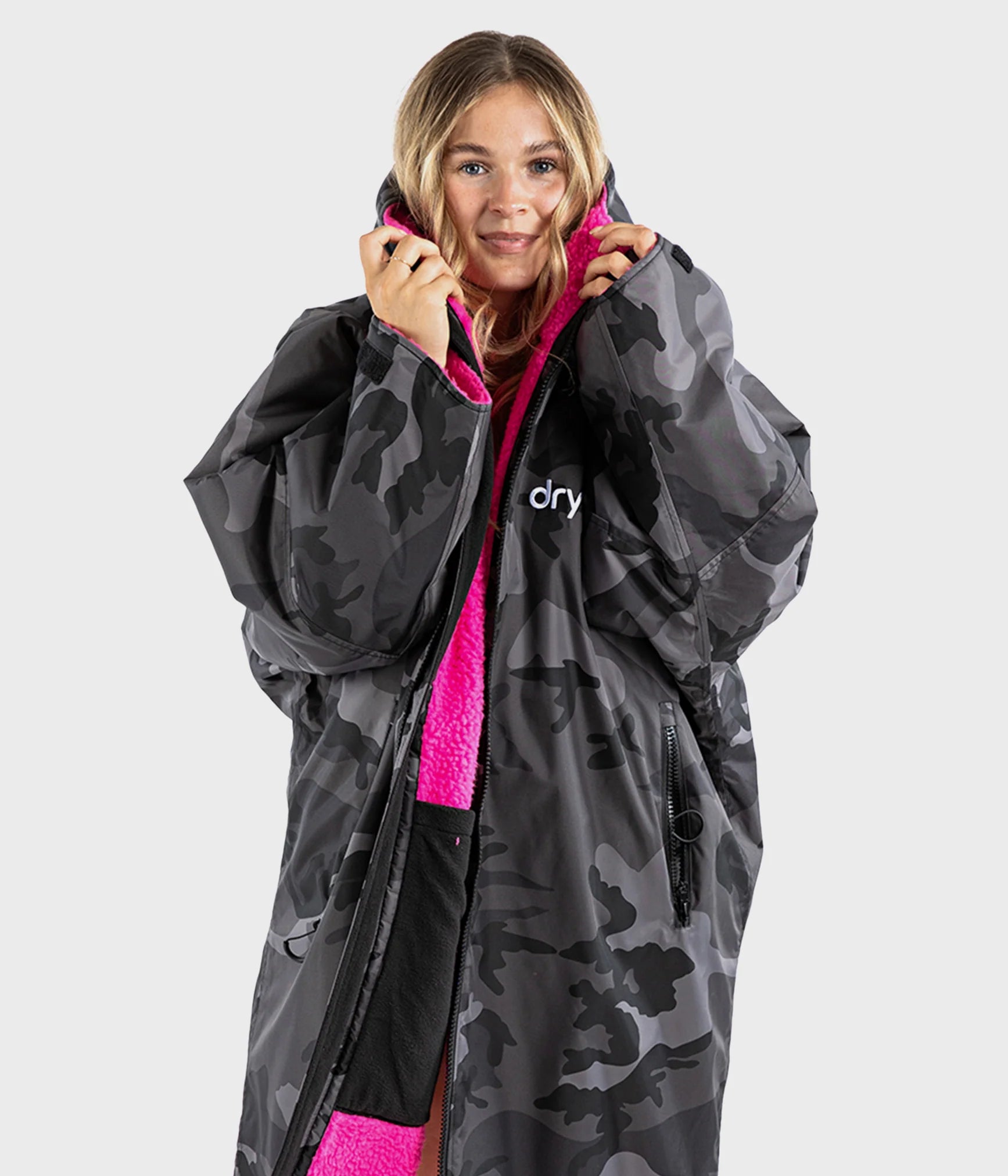 Dryrobe advance long sleeve poncho | voksne | black camo pink - recycled