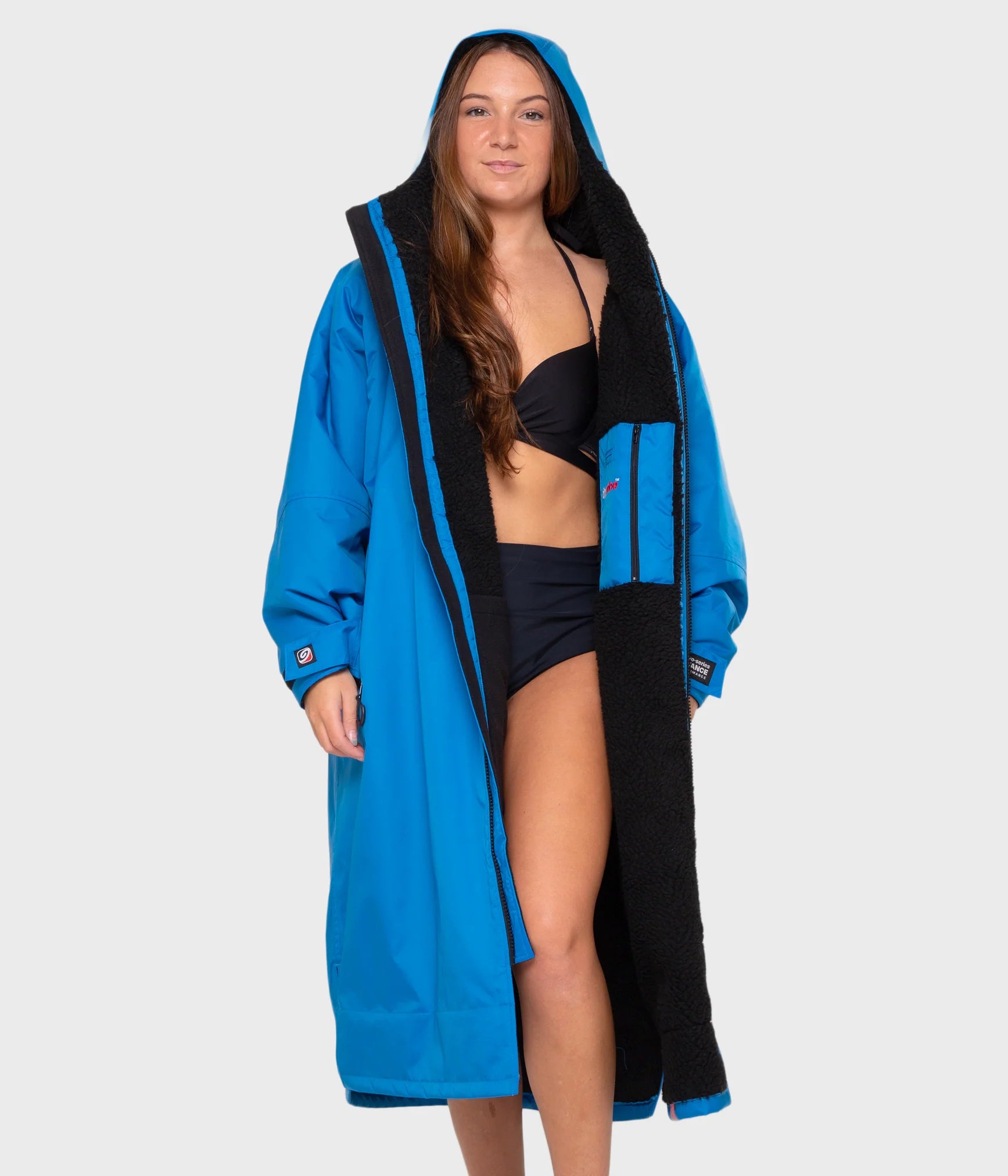 Dryrobe advance long sleeve poncho | voksne | black cobalt blue black - recycled