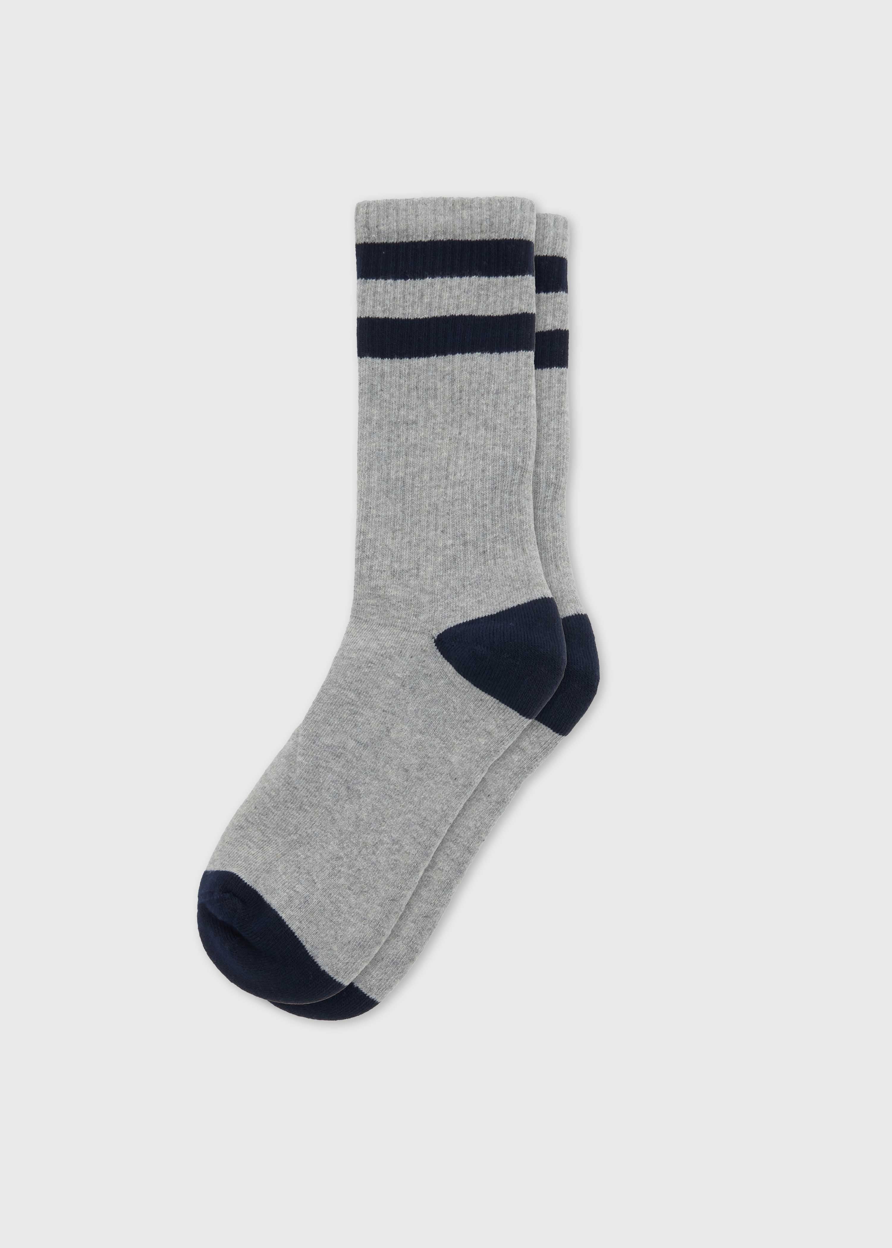 Contrast Cotton Sock - Light Grey/navy
